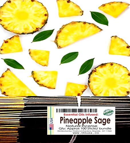 Premium Pineapple Sage Scented Incense Sticks - Sweet, Uplifting & Essential Oil Infused | Hand-Dipped in Oakland Gardens | Choose Your Bundle (2-Pack) for Aromatherapy, Meditation & Home Fragrance