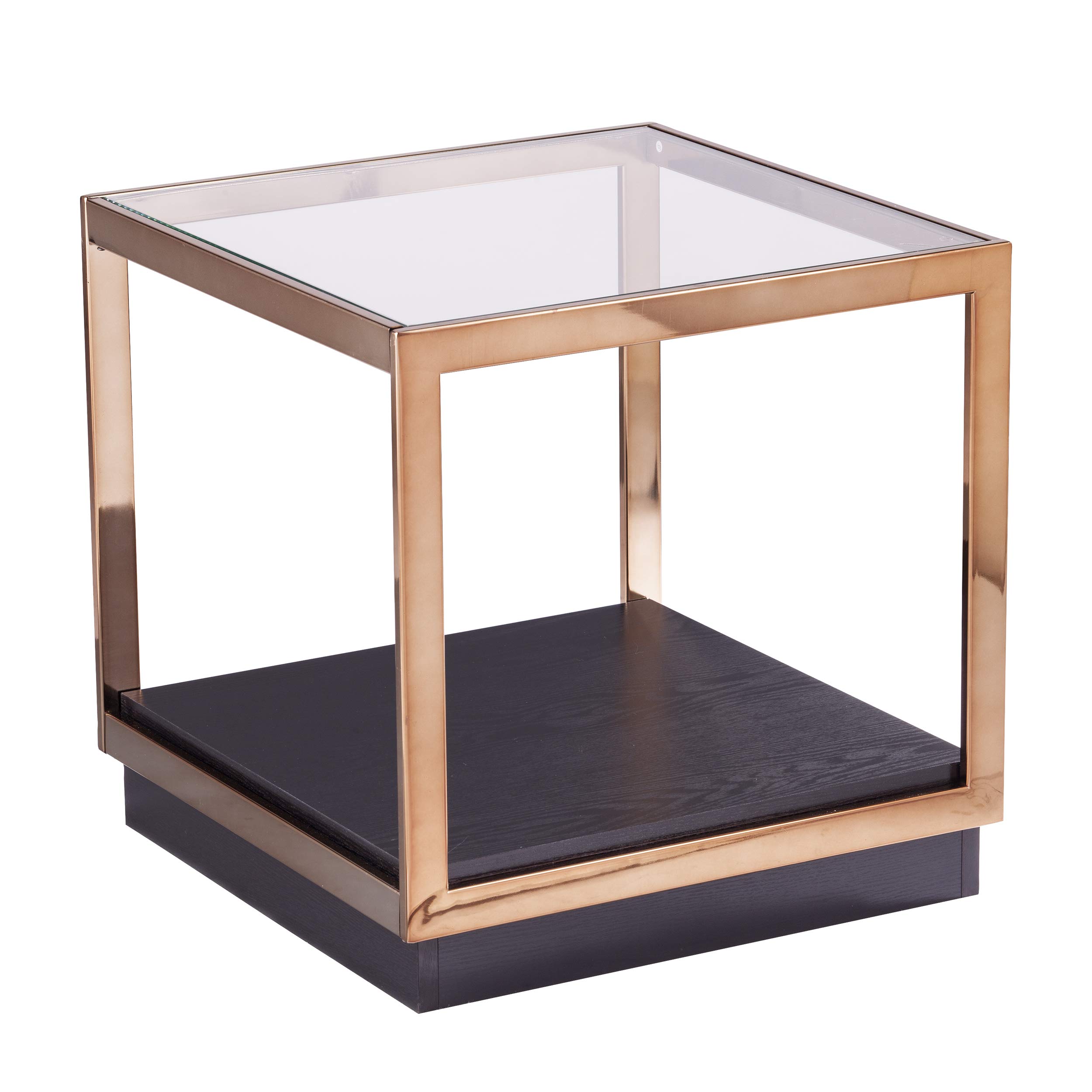 SEI Lexina End Table - Modern Nightstand with Storage Shelf, Champagne & Black Finish - Perfect for Living Room, Bedroom, or Office Side Table