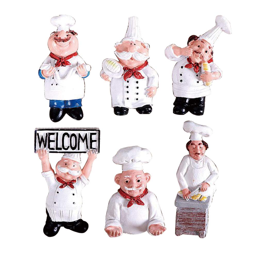 6-Piece 3D Resin Cartoon Bread Chef Refrigerator Magnets Set - Creative Kitchen Decor for Home, Restaurant & Office - Perfect for Fridge Organization & Fun Food-Themed Decorations