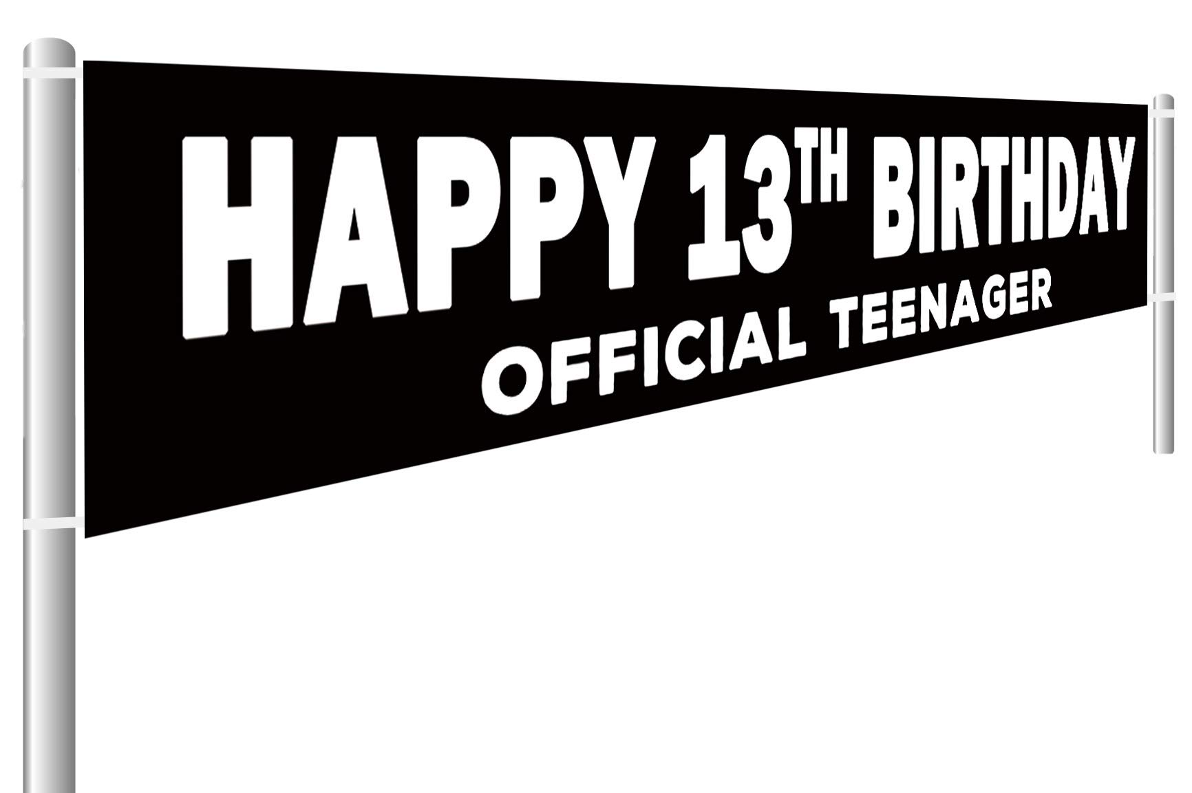 13th Birthday Banner - Large Black & White Teenager Party Decor (9.8x1.6 ft) | Happy 13th Birthday Sign for Teens | Perfect for Birthday Party Backdrops, Wall Decor & Milestone Celebrations