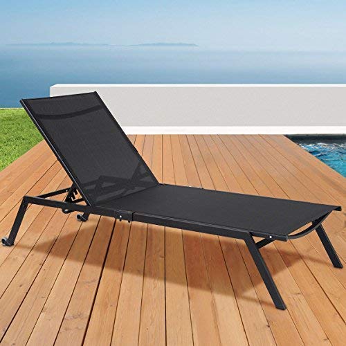 Adjustable Chaise Lounge Chair for Outdoor, Patio, Pool & Beach - Folding Armless Sun Lounger with Adjustable Backrest - Perfect for Relaxing, Sunbathing & Lounging by the Pool, Garden or Backyard