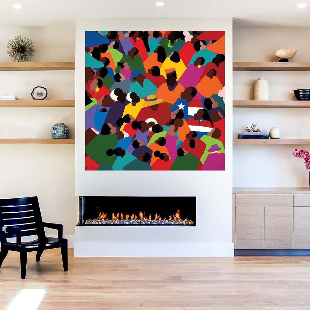 Juneteenth Fine Art Canvas Wall Decor by Synthia SAINT JAMES - 22x22 Inch Black History Month Artwork for Living Room, Bedroom, Office & More - Ready to Hang African American Cultural Home Decor