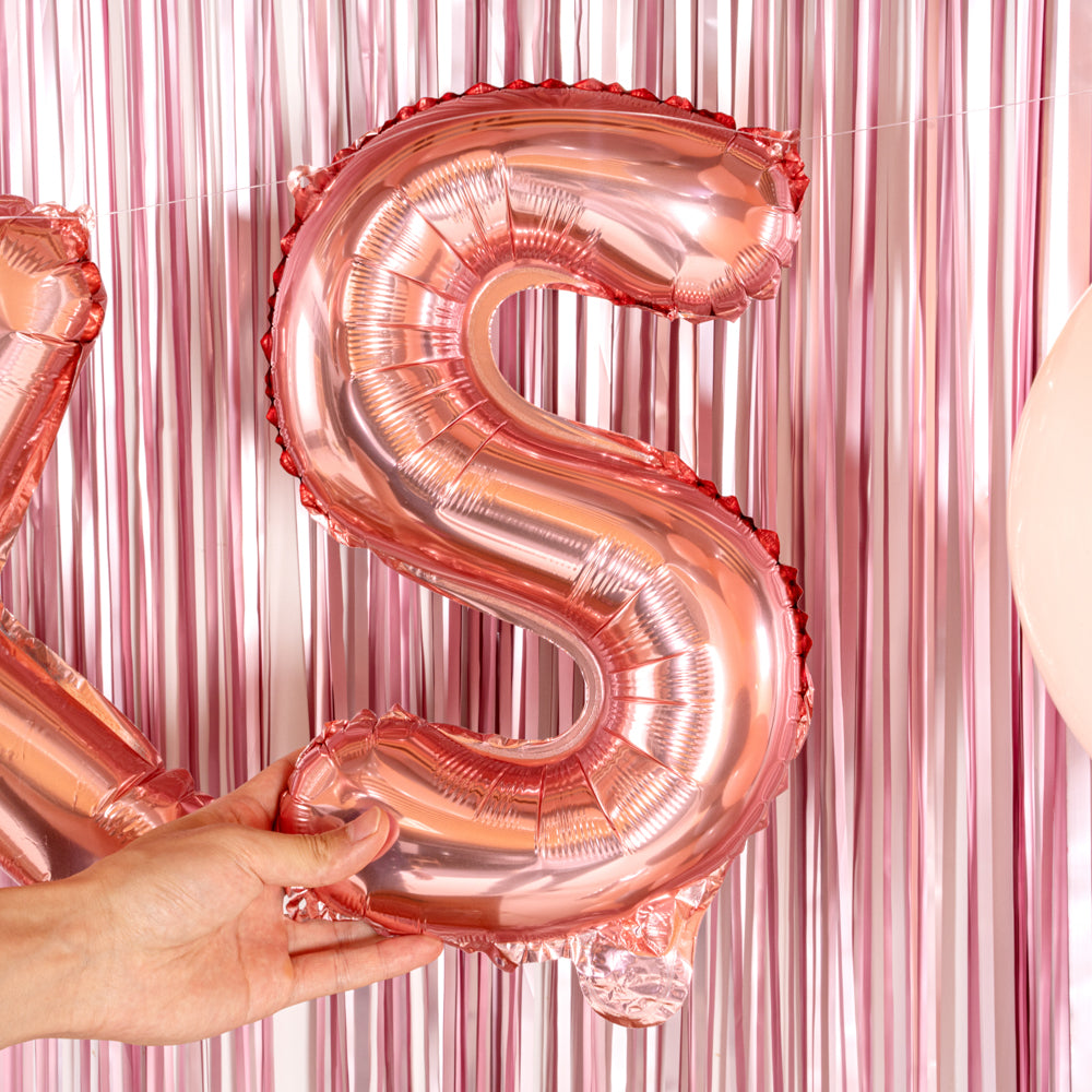 Balloonify Rose Gold Mylar Letter S Balloon - 16 Inch Large Foil Alphabet Balloon for Birthday Party Decorations, Wedding, Baby Shower & Anniversary Celebrations (1 Count Box)
