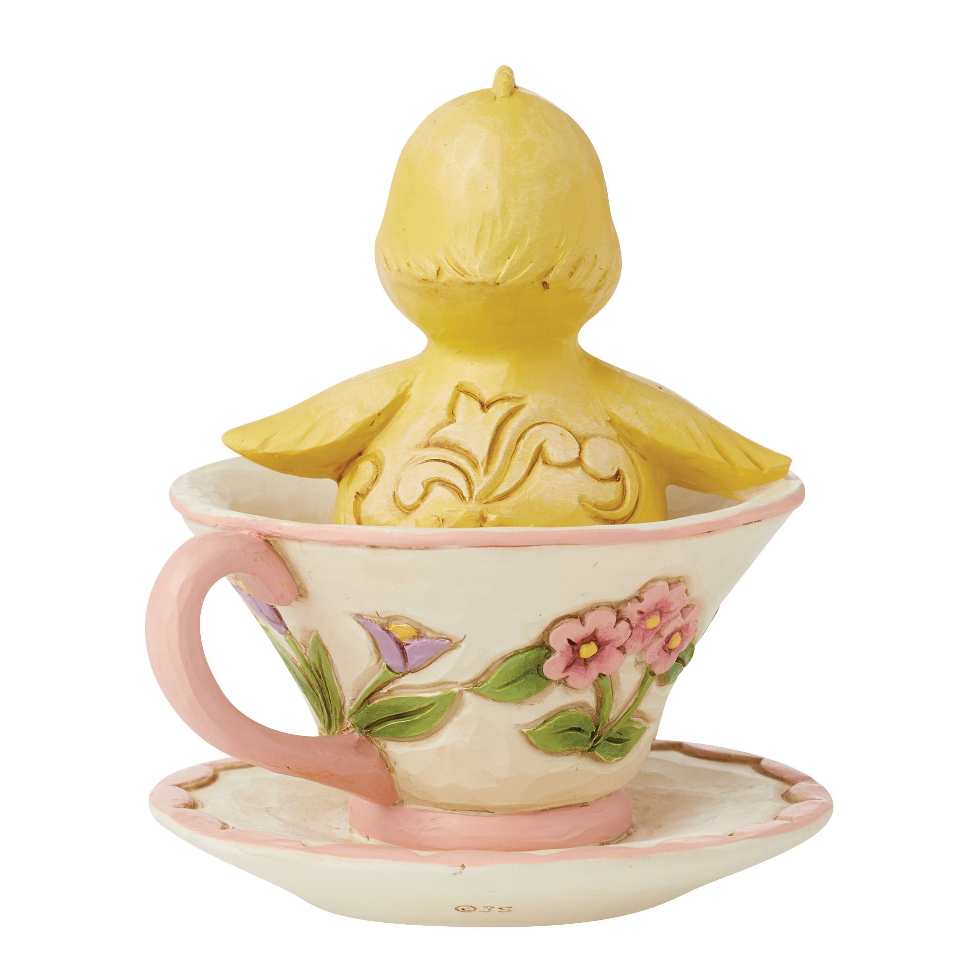 Adorable Chick in Teacup Mini Figurine - Cute Ceramic Animal Decor for Home, Office & Easter Decorations - Perfect for Spring Displays, Gift Giving & Tabletop Decor