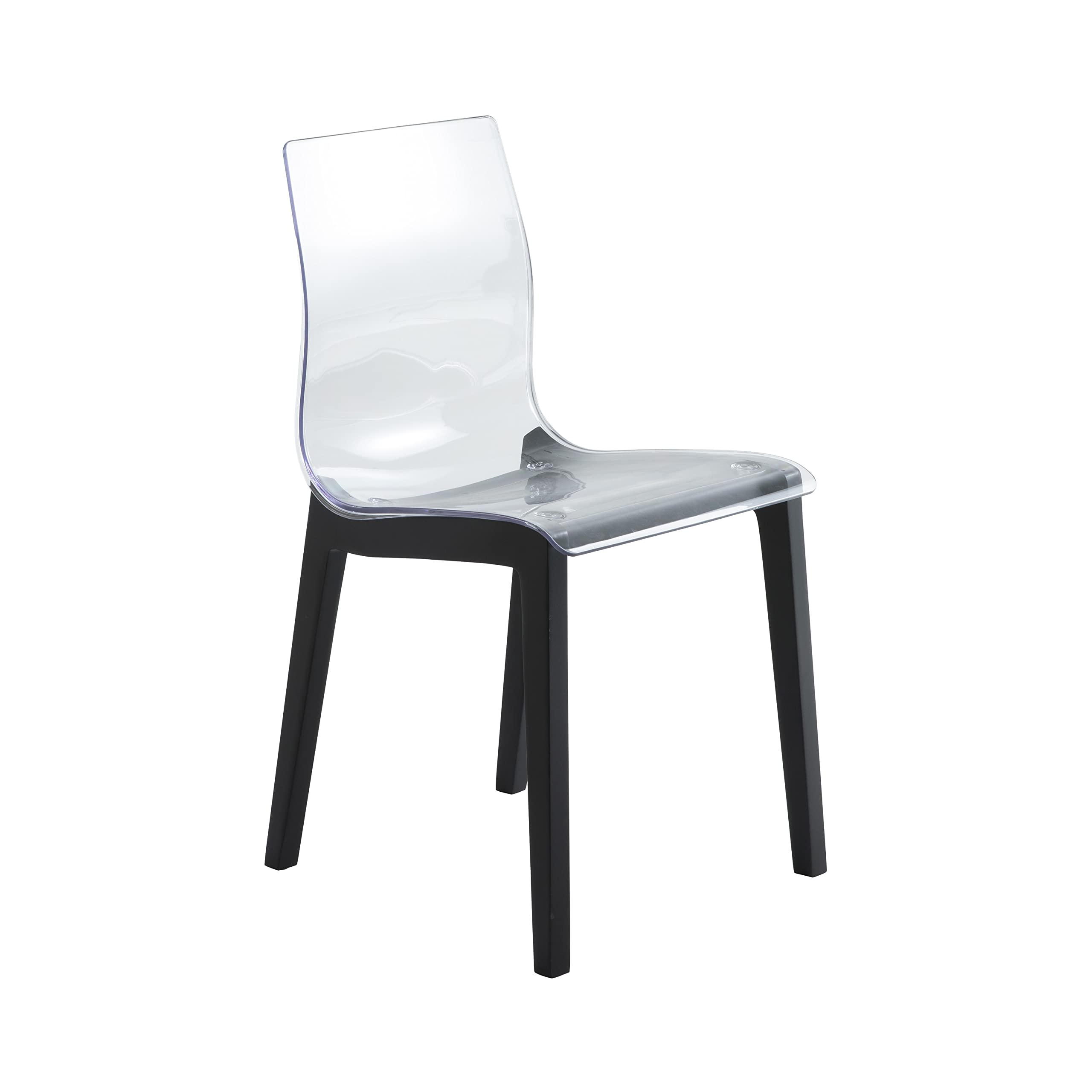 LeisureMod Marsden Modern Dining Chairs - Set of 4 Kitchen Table Chairs with Solid Beech Wood Legs, Mid-Century Plastic Side Chairs for Dining Room & Kitchen (Black) - Perfect for Small Spaces, Breakfast Nooks & Contemporary Home Decor
