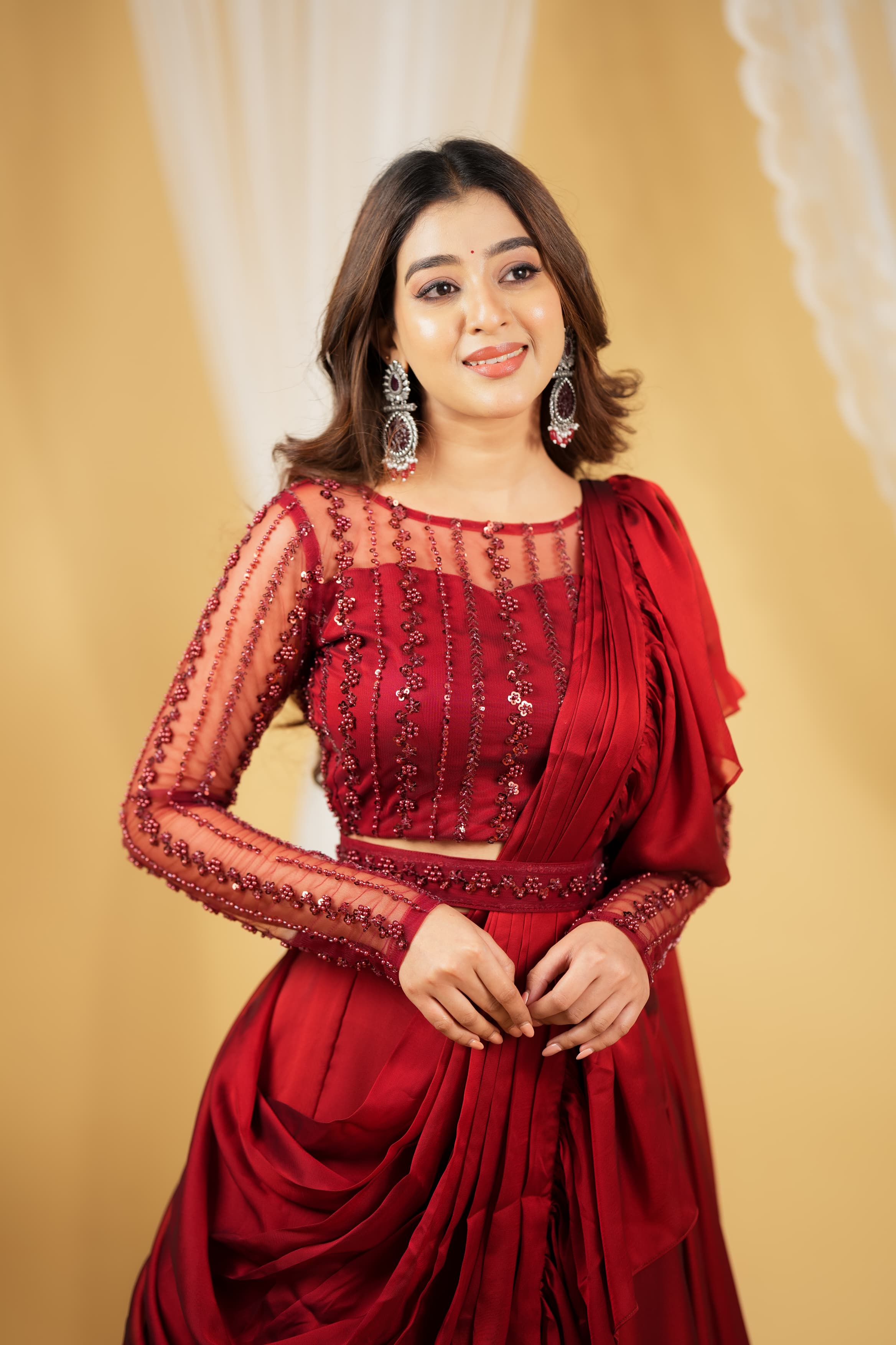 Tharini Premium Designer Drape Wear - Elegant Shawl & Scarf for Women | Perfect for Weddings, Parties & Evening Events
