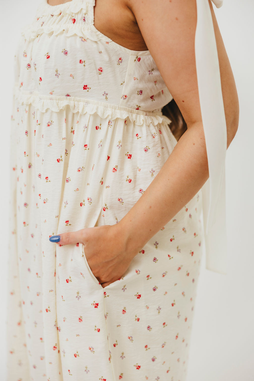 Ellery Women's Floral Maxi Dress with Bow Straps - Bump Friendly Maternity Dress for Pregnancy, Nursing & Postpartum - Perfect for Baby Showers, Weddings & Summer Vacations