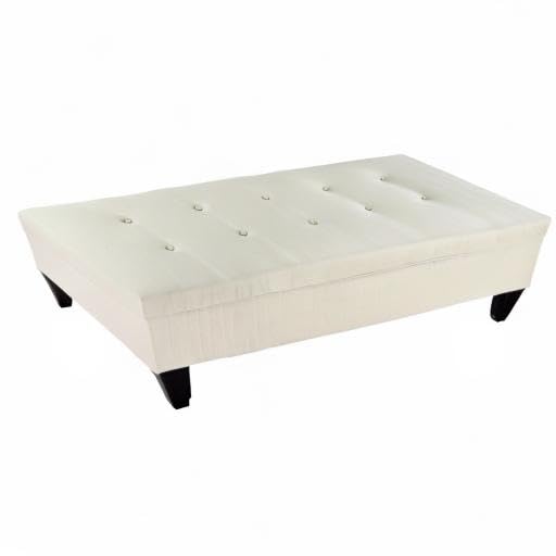 MJL Furniture Designs Brooke Collection Button Tufted Upholstered Long Bedroom Storage Bench, Sachi Series, Khaki - Perfect for Bedroom Seating, Entryway Storage & Home Organization