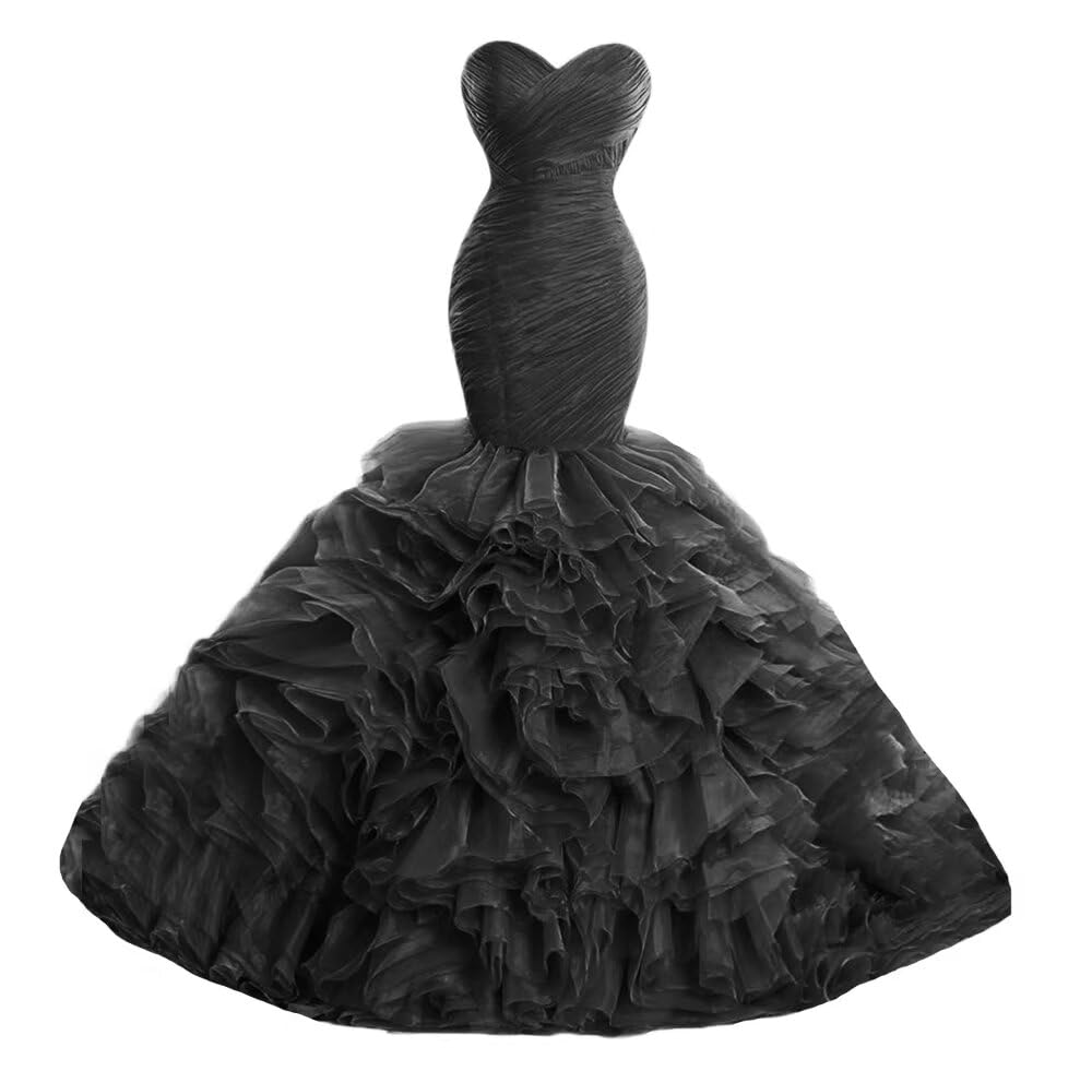Elegant Sweetheart Neckline Mermaid Wedding Dress for Women - Long Ruffled Tiered Formal Evening Gown | Perfect for Bridal, Prom, Red Carpet & Special Occasions