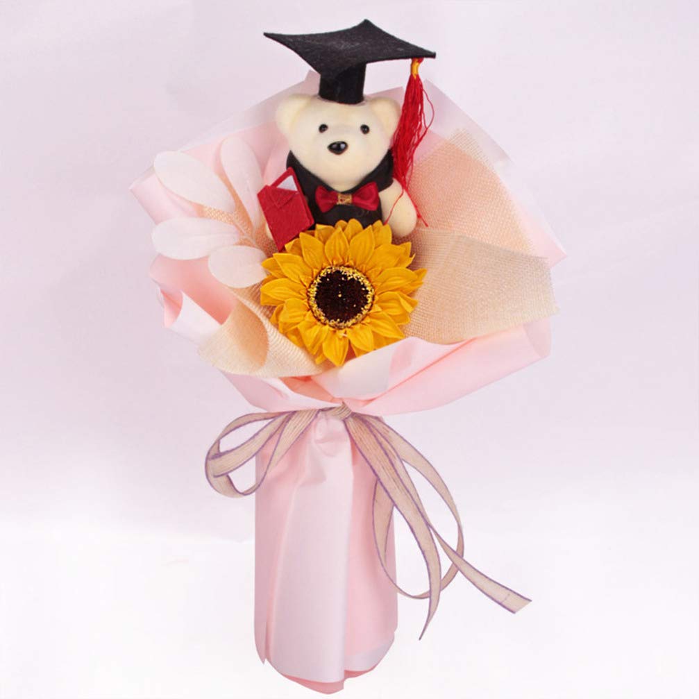 PRETYZOOM Artificial Sunflower Bouquet - Graduation Party Decor, Photo Booth Props & Table Centerpieces - Floral Arrangements for Graduation Ceremony, Wedding, Home Decor