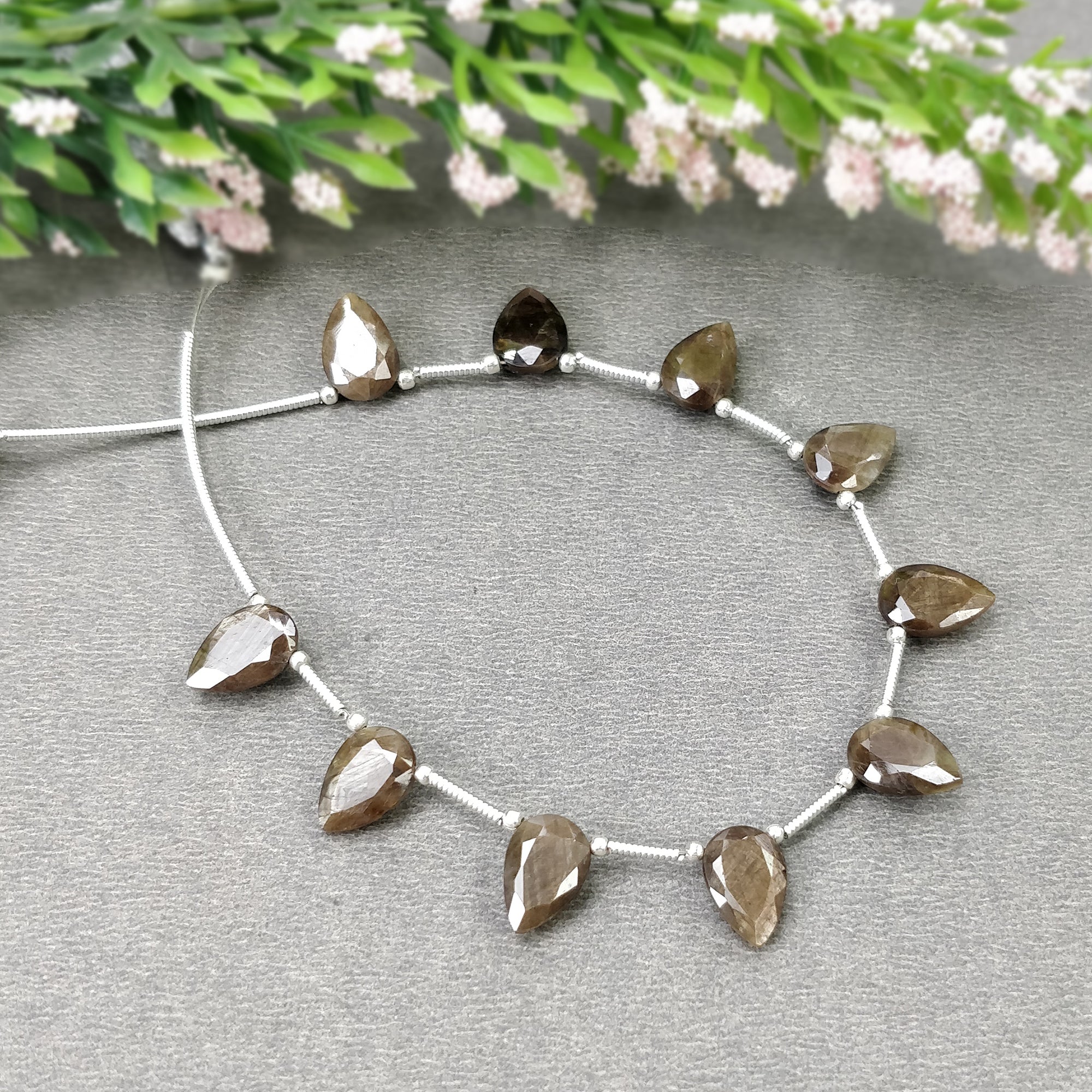Natural Unheated Golden Brown Chocolate Sapphire Gemstone Loose Beads - 27.00cts Pear Shape Faceted Beads 10x7mm for Jewelry Making, DIY Crafts & Beading Projects