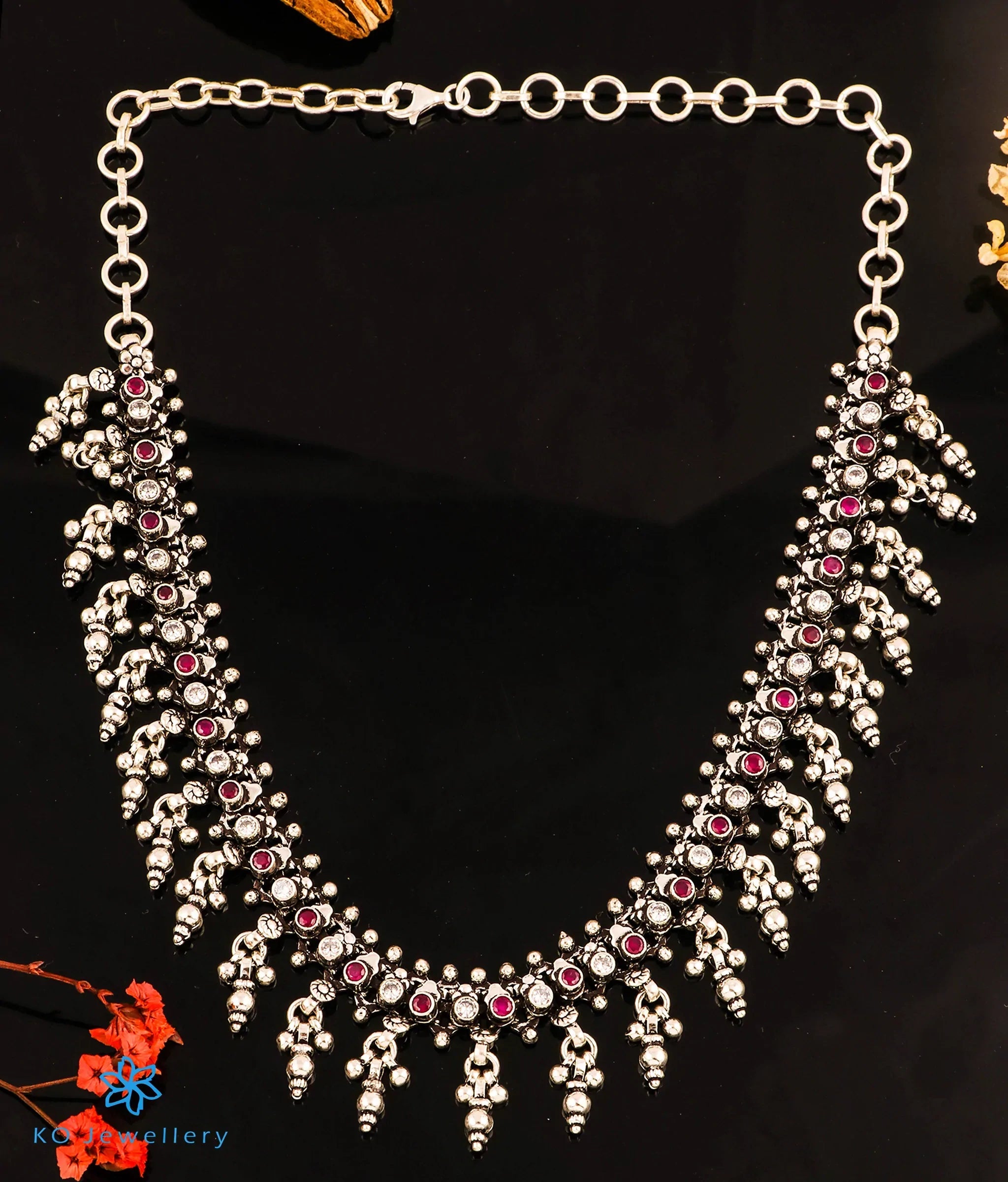 Exquisite Aqsa Silver Antique Gemstone Necklace for Women - Elegant Vintage Jewelry Gift for Birthday, Anniversary & Special Occasions
