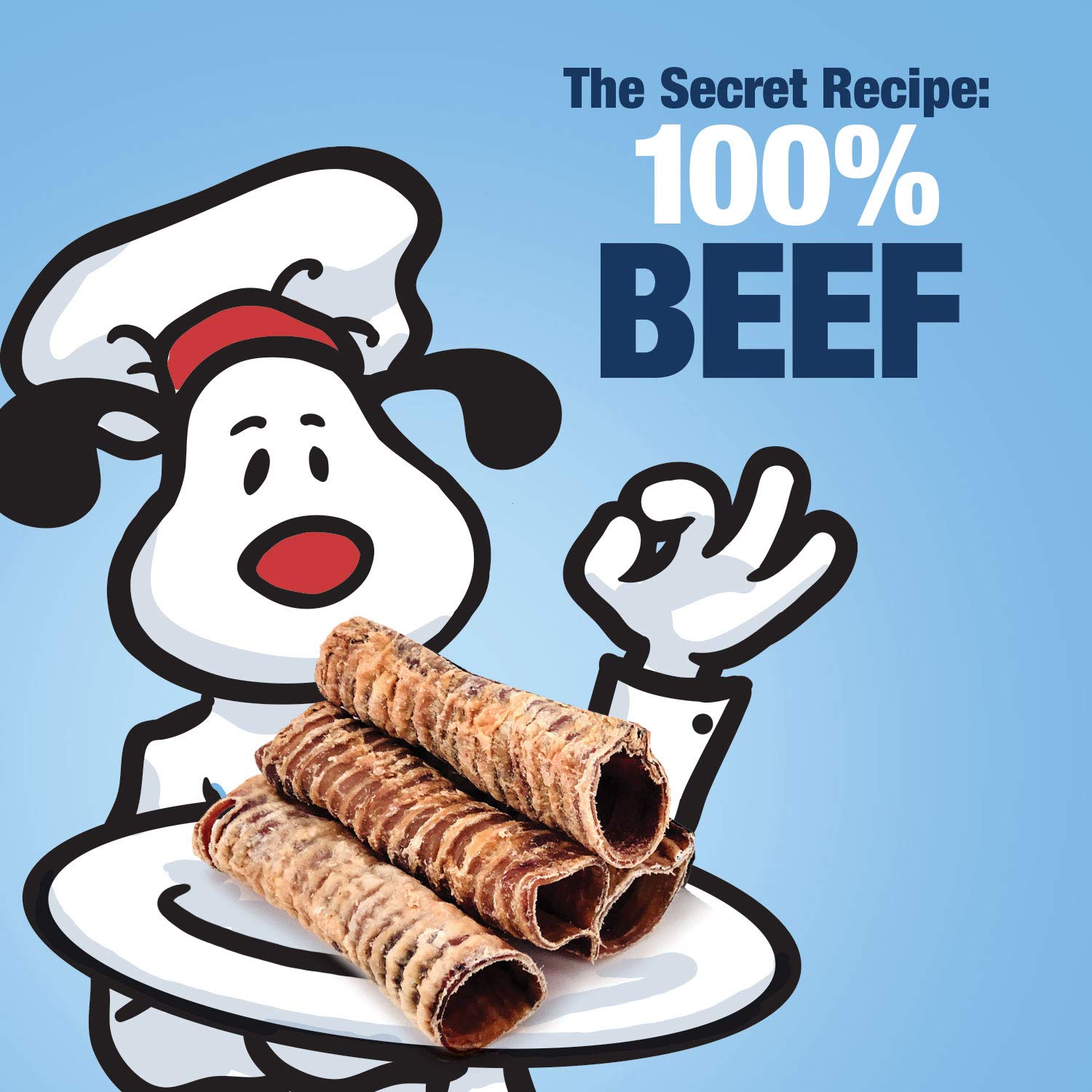 Premium 5-6 Inch ValueBull Beef Trachea Dog Chews - 100 Count Bulk Pack, Single Ingredient, Grass-Fed Angus Beef - Perfect for Dental Health & Long-Lasting Chewing for Medium to Large Dogs
