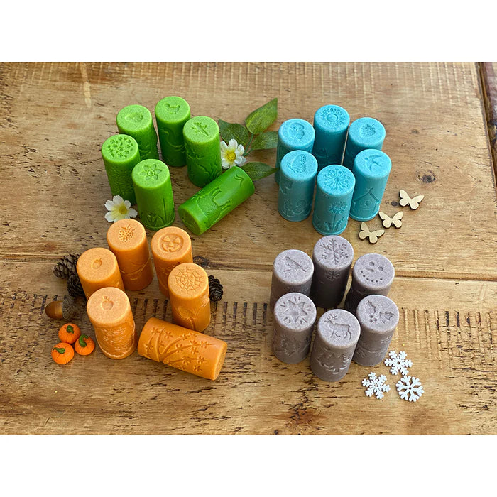 Yellow Door® Let's Roll Seasons Dough Roller Set - 4 Seasonal Textured Rolling Pins for Kids Sensory Play, Early Learning & Fine Motor Skills Development - Perfect for Playdough, Clay & Baking Activities