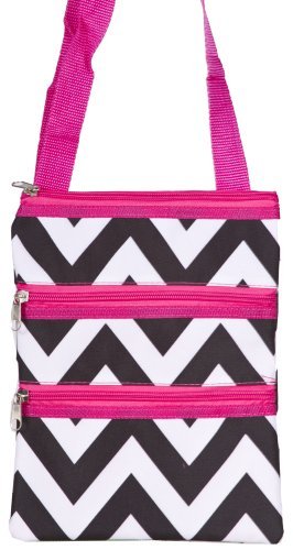 Stylish Black Chevron Crossbody Bag in Pink - Trendy Fashion Accessory for Women, Perfect for Casual Outings, Shopping & Travel