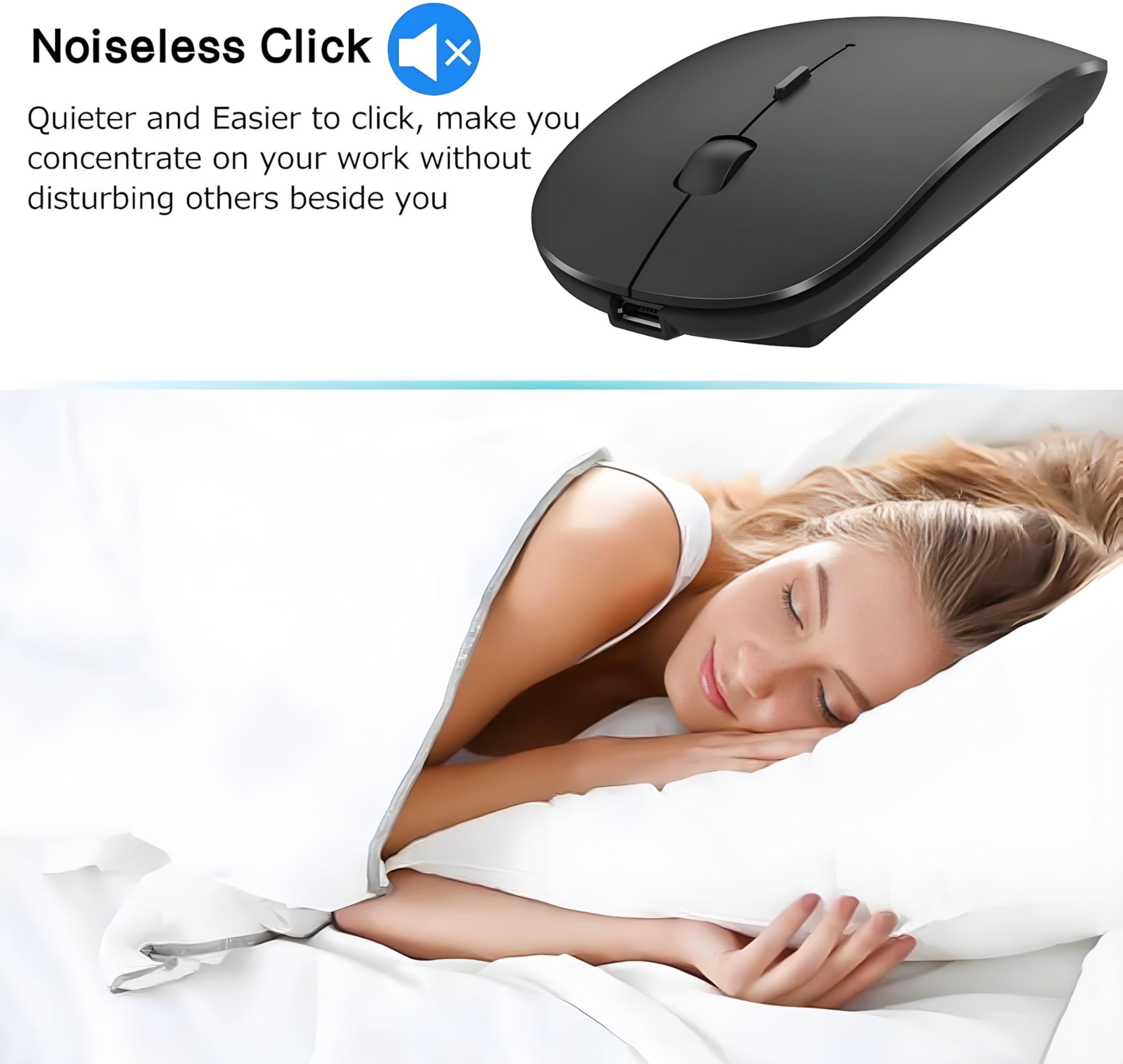 ZERU Bluetooth Wireless Mouse, Rechargeable Ergonomic Mouse for MacBook Pro/Air, Laptop, PC, Mac, iPad Pro - Perfect for Office, Home & Travel Use