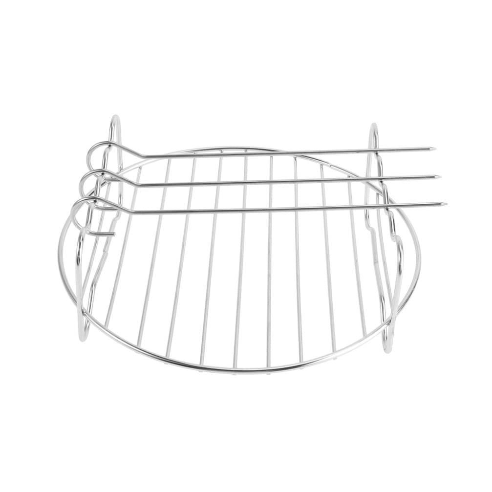 Yardwe Stainless Steel Double Layer Air Fryer Rack with Skewers - Compatible with Most Air Fryers - Perfect for Grilling, Roasting & Baking Chicken, Vegetables & More (Silver)