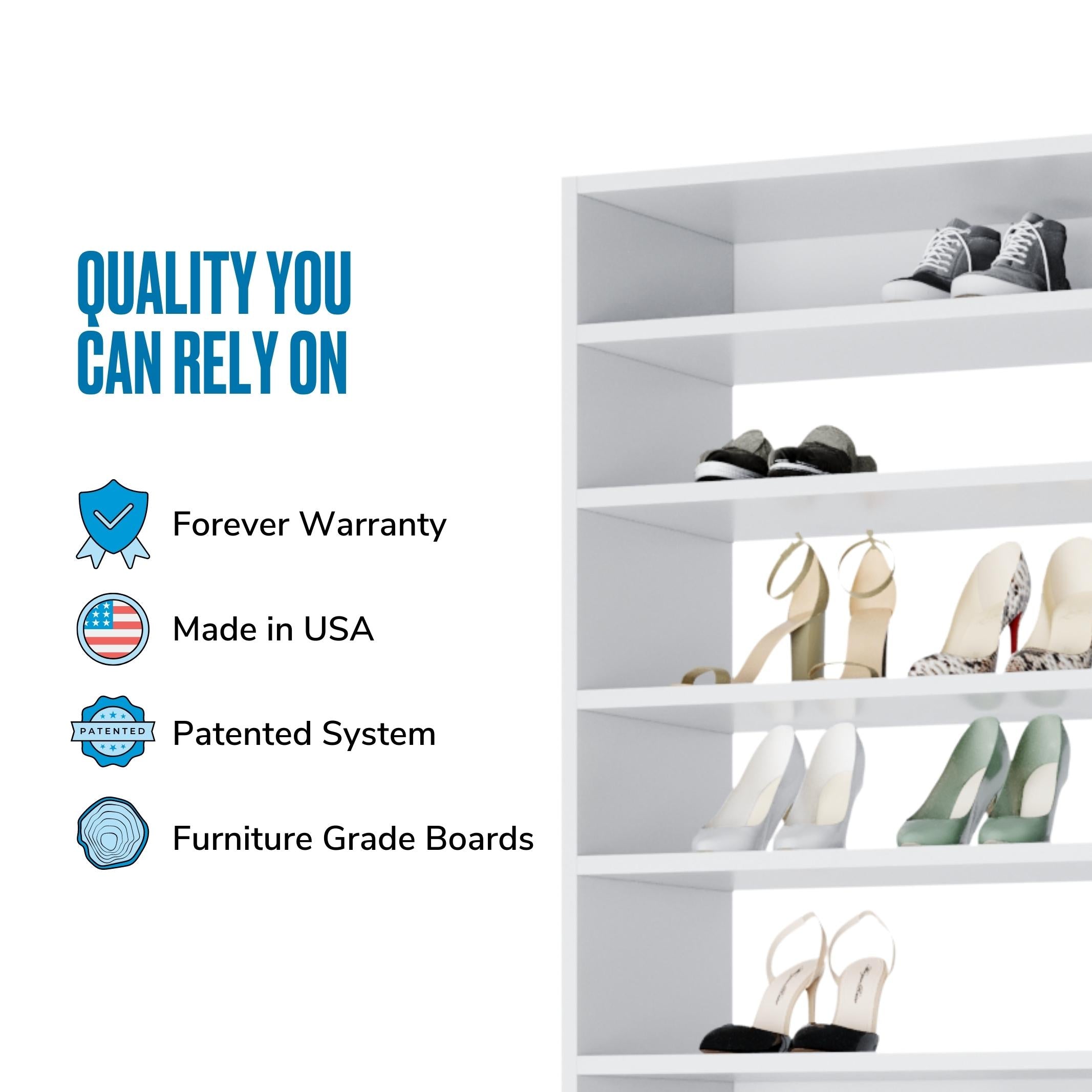 Vista Tall Shoe Shelf Tower - 5-Tier Shoe Organizer for Closet, Entryway & Bedroom - Space Saving Shoe Storage Rack for Sneakers, Boots & Heels - Sturdy Shoe Rack for Home Organization
