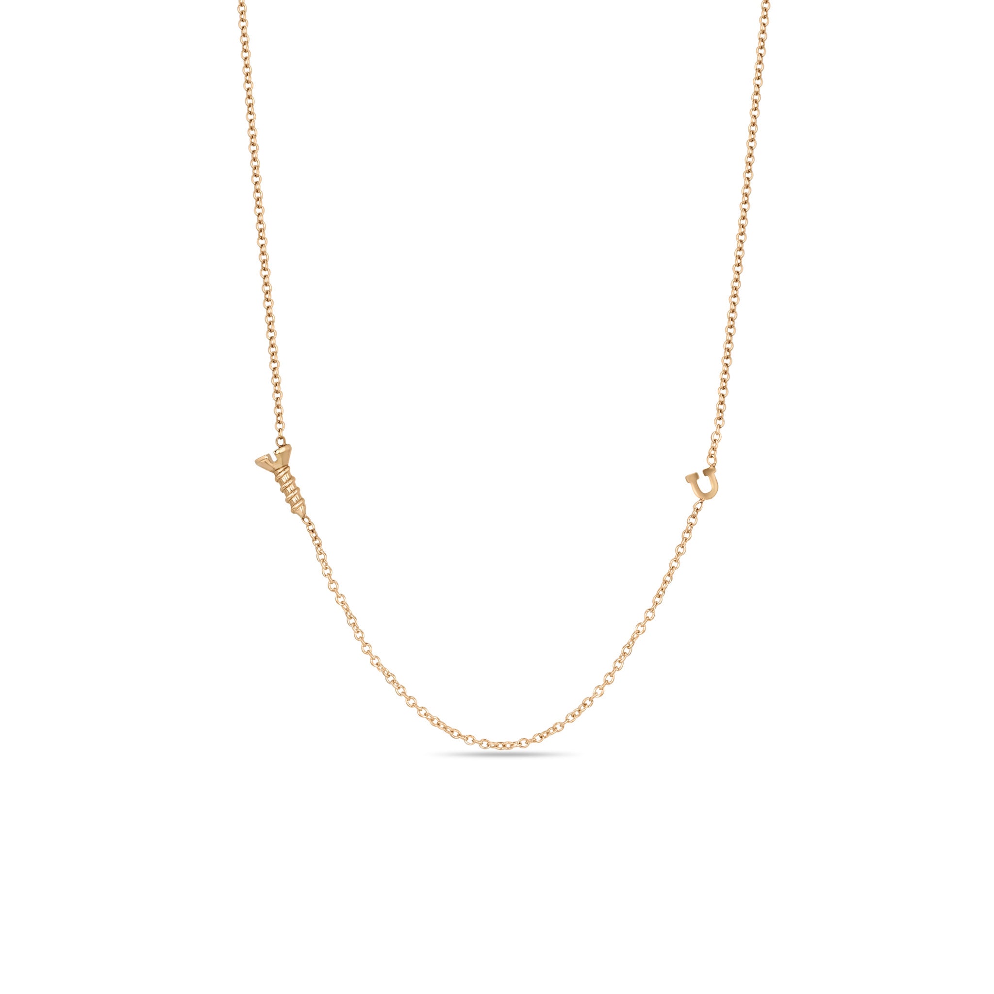 14K Gold Screw U Necklace for Women - Elegant Minimalist Jewelry for Everyday Wear, Gifts & Special Occasions