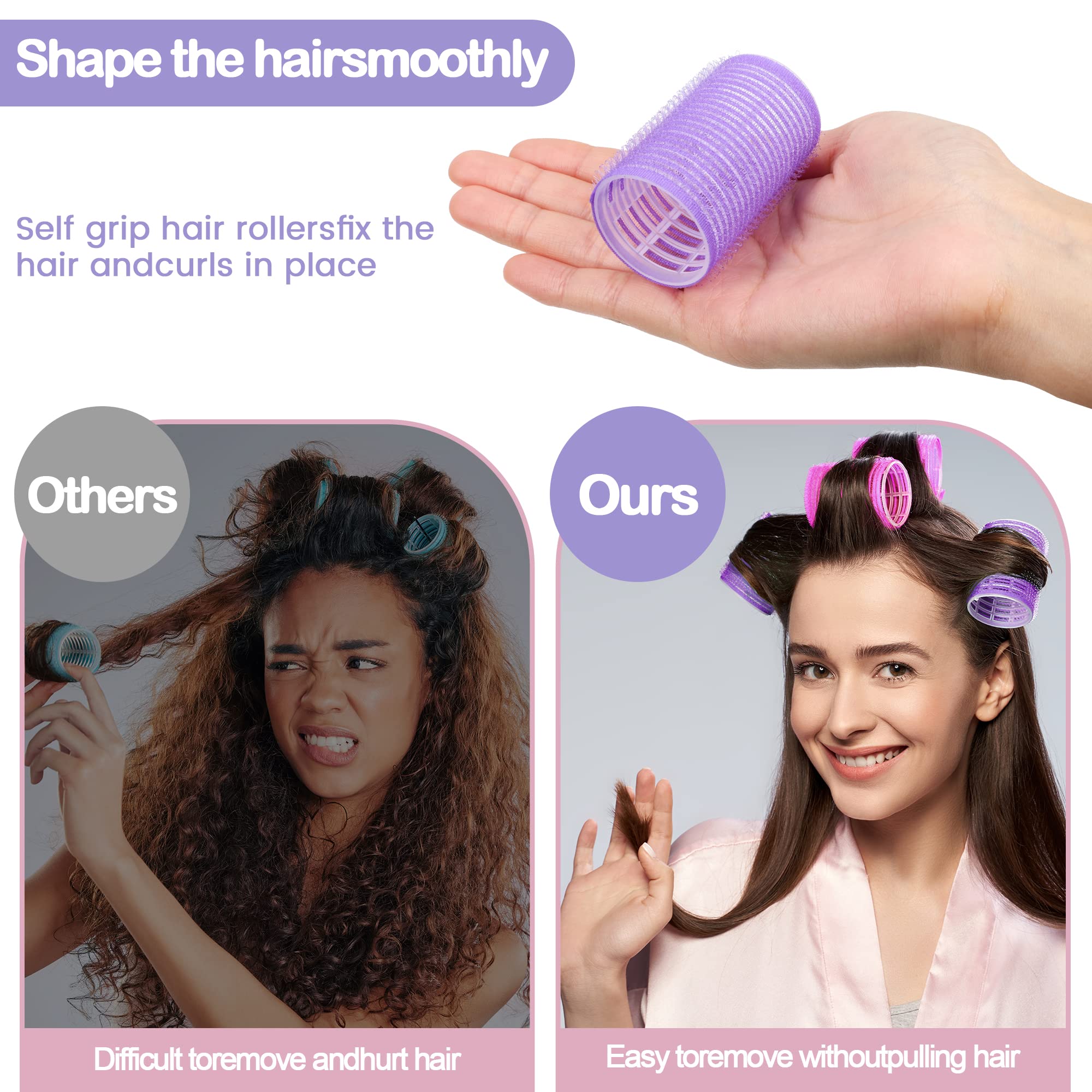 33 Piece Self Grip Hair Rollers Set - Large & Medium Hair Curlers for Long, Medium & Short Hair with 22 Rollers, 10 Stainless Steel Clips & Storage Bag | Perfect for Home Salon, DIY Styling, and Professional Hair Care