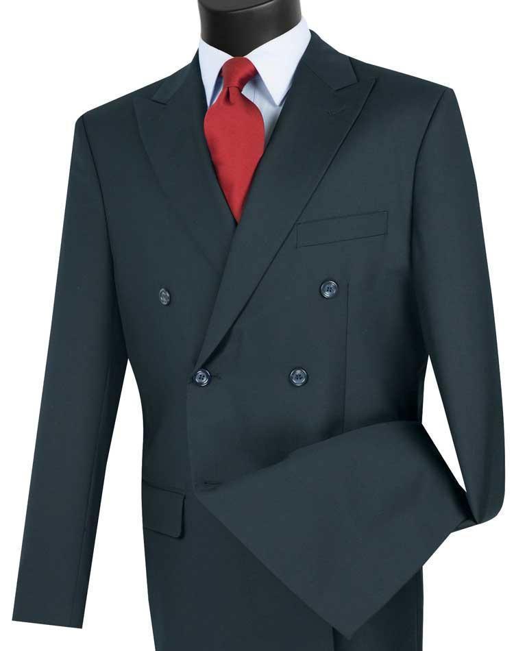 Navy Blue Double Breasted Regular Fit Men's Suit - Perfect for Business Meetings, Weddings & Formal Events