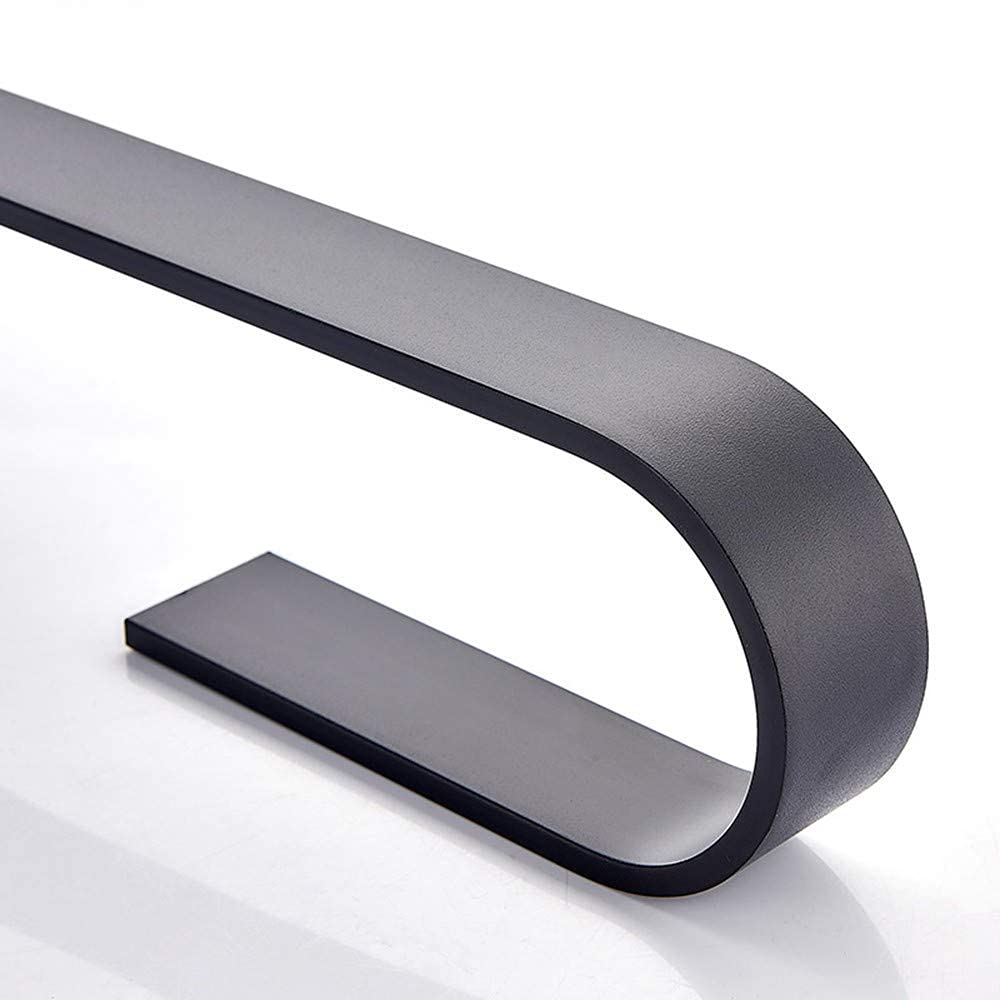 12/16/24 Inch Aluminum Bath Towel Bar - Modern Black Wall Mounted Towel Rack with Brushed Finish for Bathroom & Kitchen (Self-Adhesive or Screw Mount) - Perfect for Hanging Hand Towels, Washcloths & Kitchen Linens