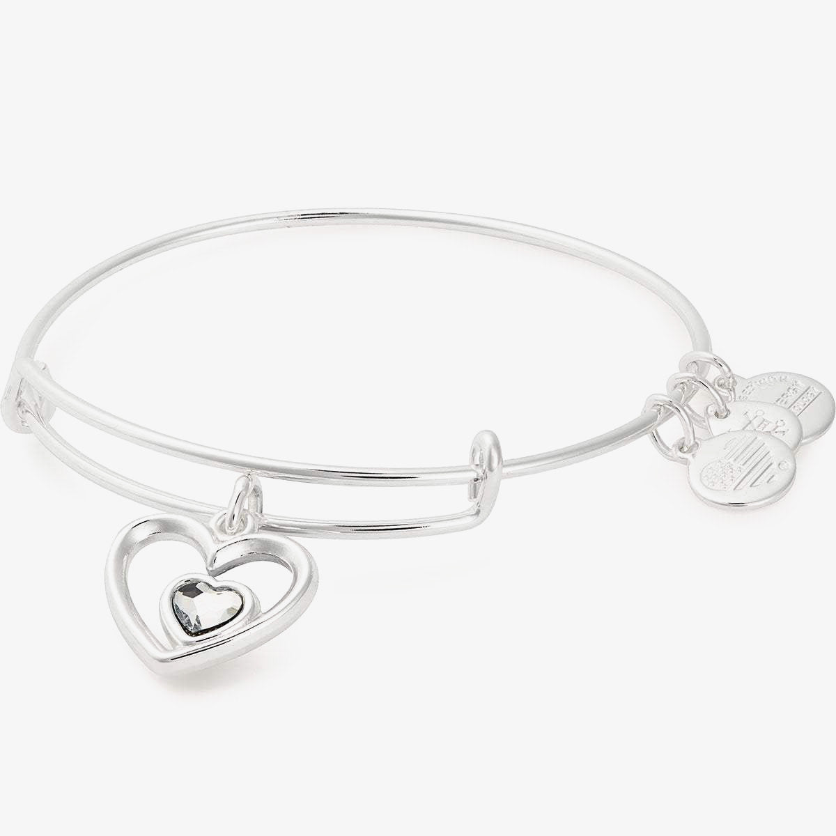 Heart in Heart Charm Bangle - Elegant Sterling Silver Bracelet for Women | Perfect Gift for Valentine's Day, Anniversary & Romantic Occasions