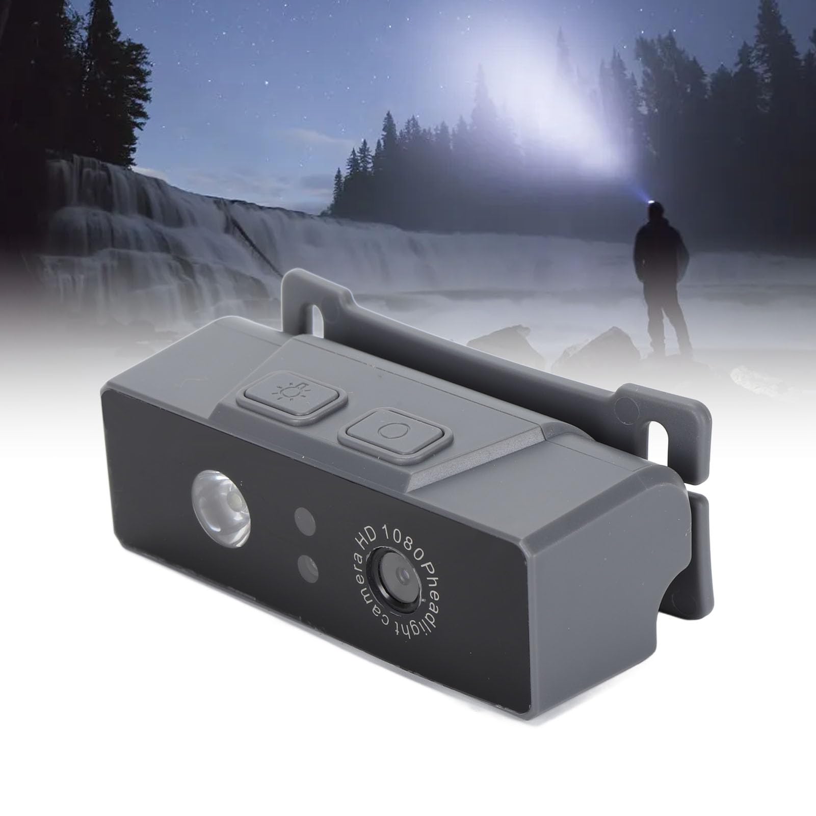 Head Mounted Camera with Sensor Light - HD Hands-Free Fishing Camera for Outdoor Adventures (Grey) - Perfect for Night Fishing, Hiking & Action Sports Recording