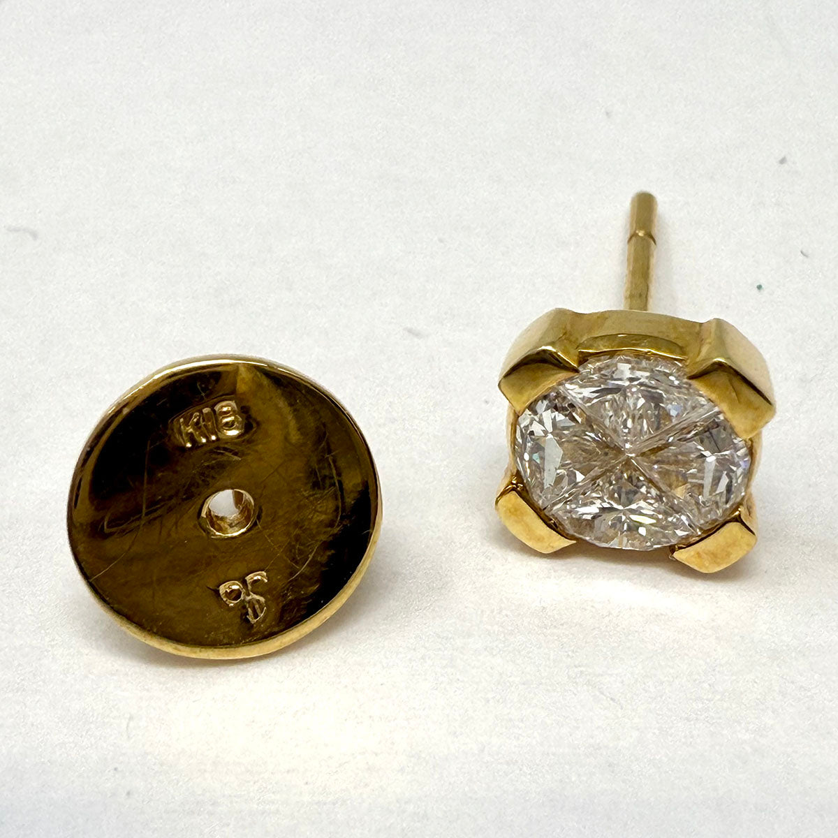 18K Gold Diamond Stud Earrings for Women - Elegant Round Cut Solitaire Earrings for Everyday Wear, Anniversary & Wedding Gifts - Hypoallergenic Fine Jewelry