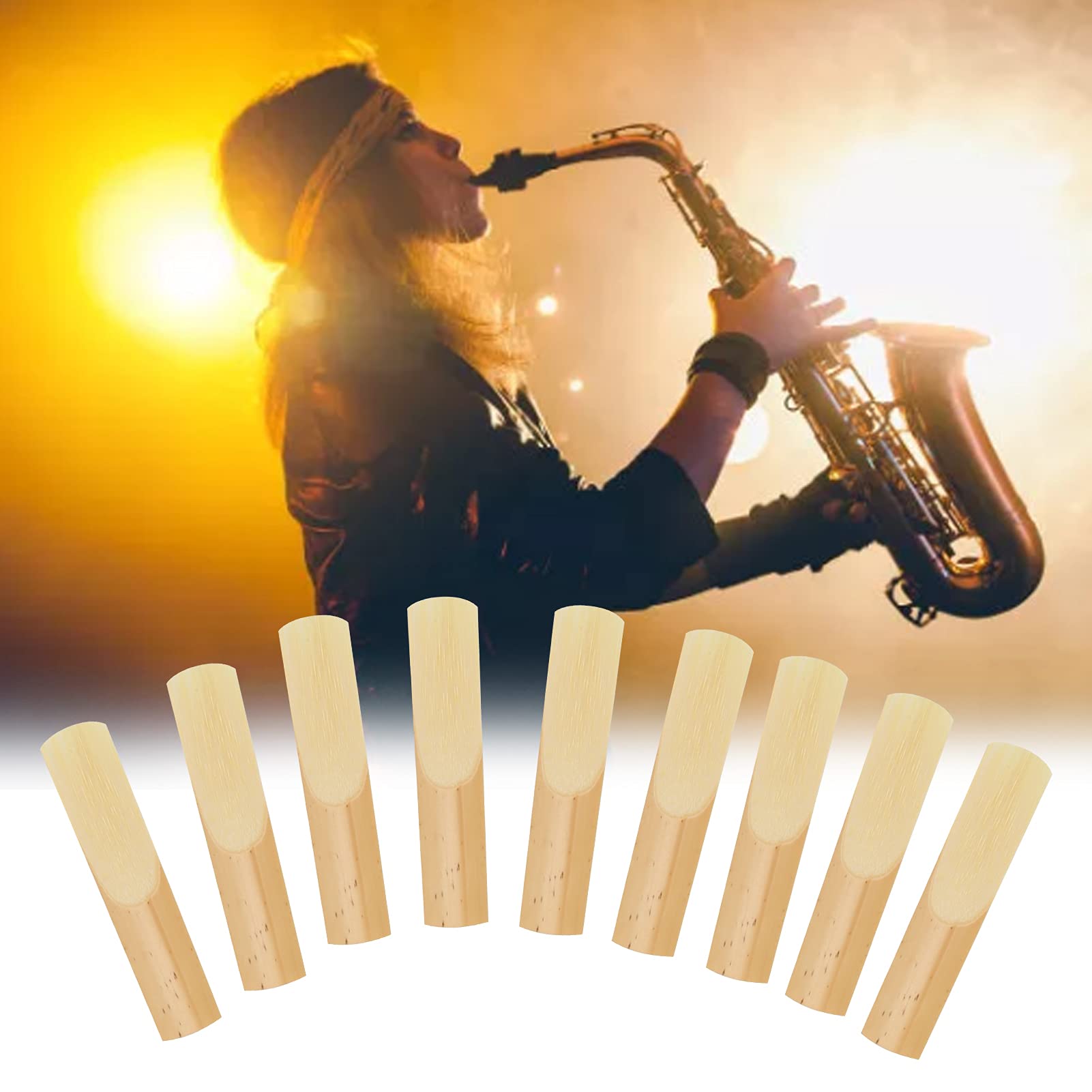 10PCs Tenor Saxophone Reeds 2.5 Strength - Premium Woodwind Instrument Accessories with Plastic Protective Case for Beginners, Educators & Students - Perfect for Practice, Performances & Music Classes