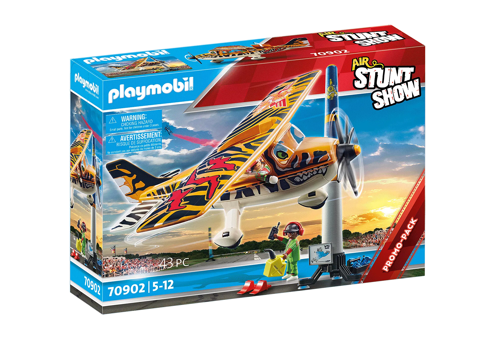 Air Stunt Show Tiger Propeller Plane 70902 - Remote Control RC Airplane Toy for Kids & Adults - Outdoor Flying Fun for Birthday Gifts & Backyard Play