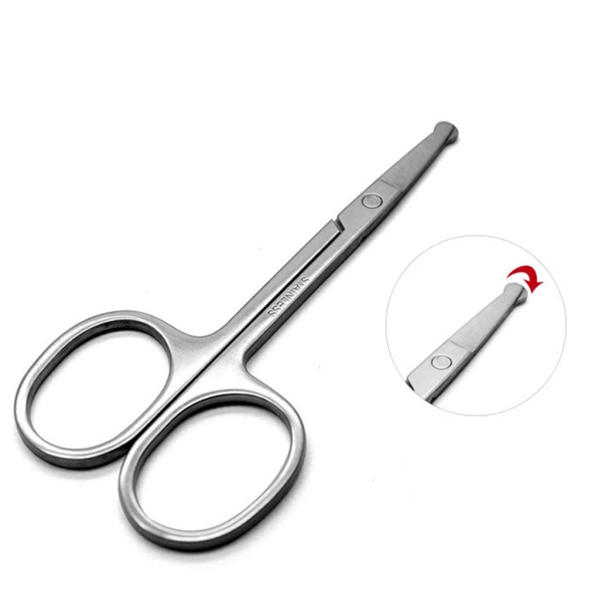 Professional Stainless Steel Hair Trimming Scissors - Round Tip Safety Scissors for Eyebrows, Eyelashes, Nose & Ear Hair - Mustache & Facial Hair Grooming Kit - Perfect for Home & Salon Use