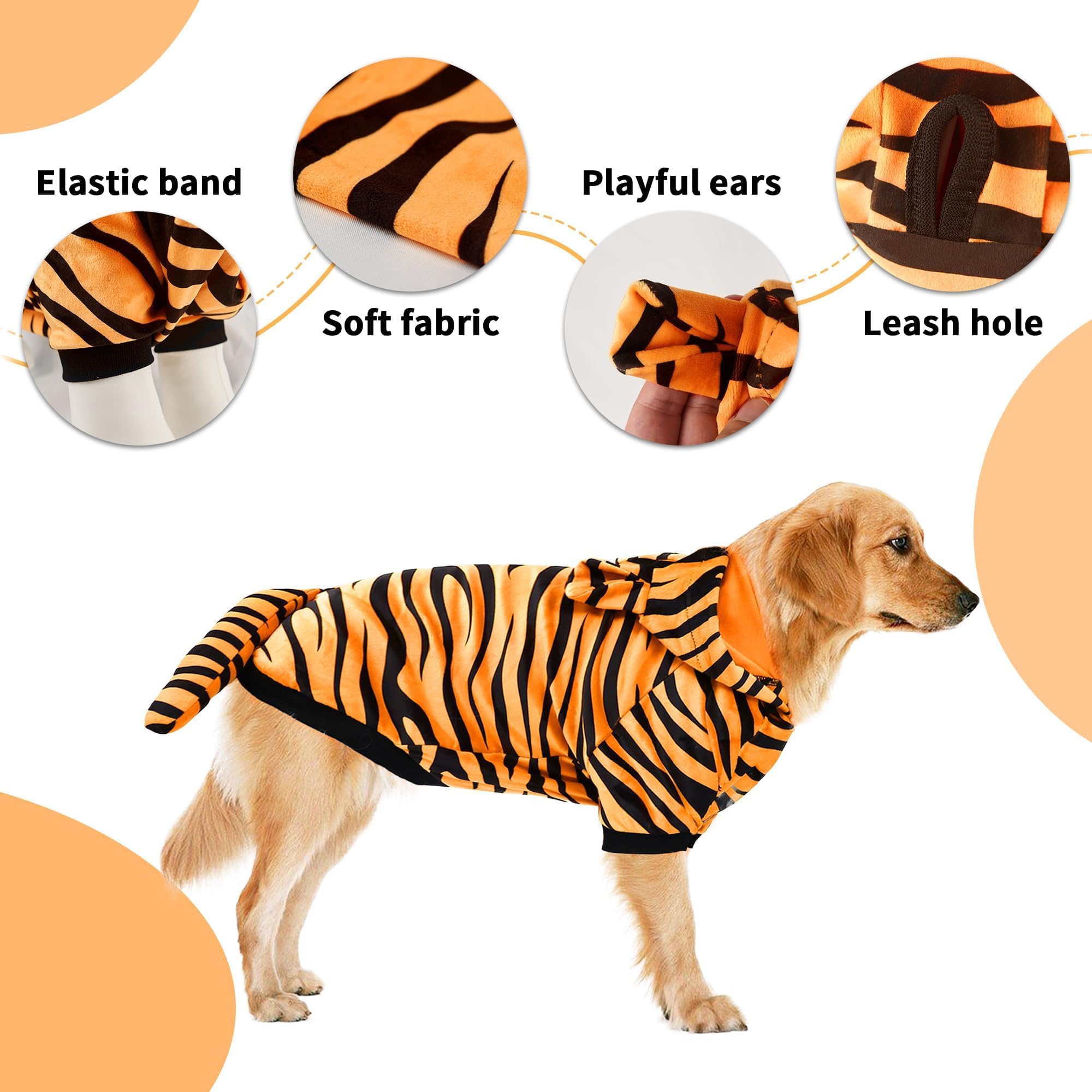DELIFUR Dog Tiger Costume - Funny Hooded Halloween & Cosplay Outfit for Small Medium Dogs | Pet Costume for Special Events, Parties & Photo Props (Yellow, Small) | Perfect for Halloween, Christmas Dress-Up & Pet Photography