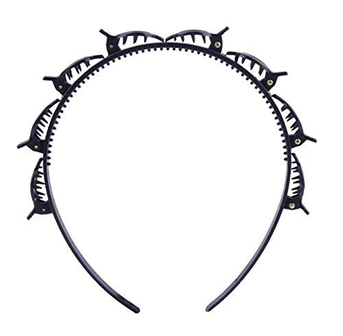Treza Double Layer Twist Plait Headband - Plastic Hair Clips & Hair Pins for Women & Girls - Hair Styling Accessories (Pack of 1, Black) - Perfect for School, Work, Parties & Everyday Hairstyles