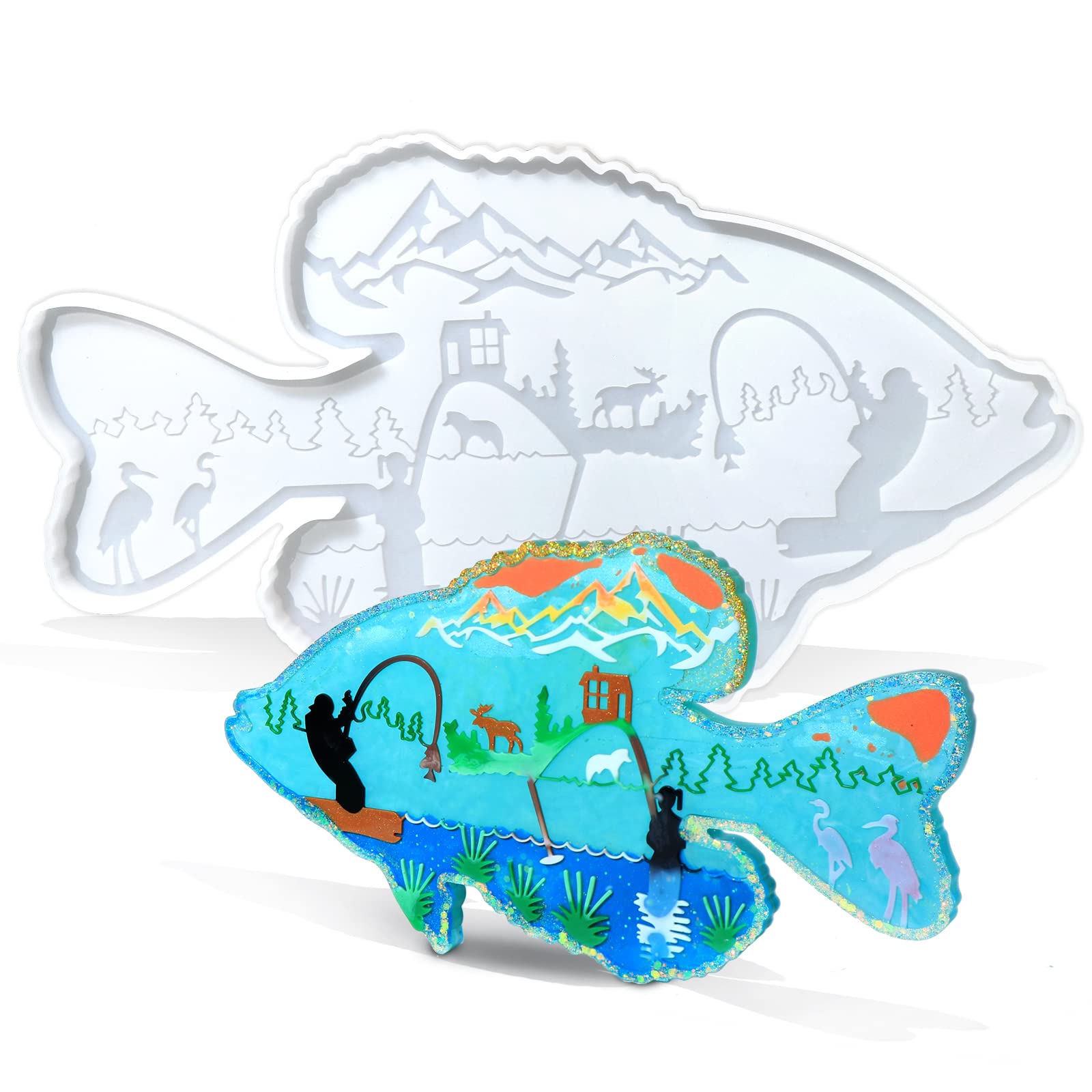 Premium Fish Silicone Resin Molds for DIY Crafts - Large Animal Epoxy Molds for Resin Art, Cabinet Decor & Home Office Decoration - Perfect for Jewelry Making, Resin Keychains & Creative Gift Projects