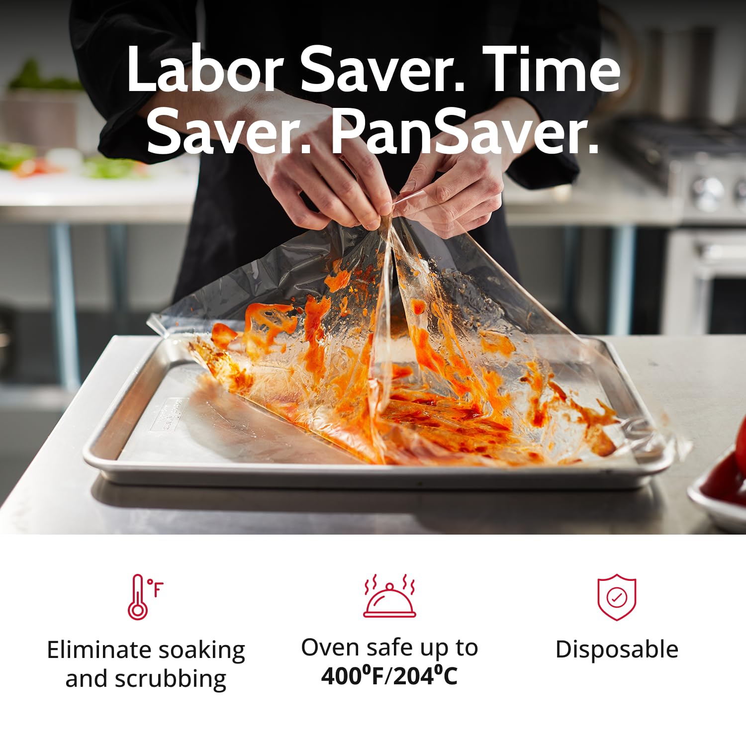 Disposable Half Pan Liners 12.5x5.5 Inch - Oven Safe up to 400°F, Perfect for Buffet Serving, Catering & Hotel Use - Easy Clean Up PanSaver Clear Plastic Pan Covers for Food Safety & Convenience