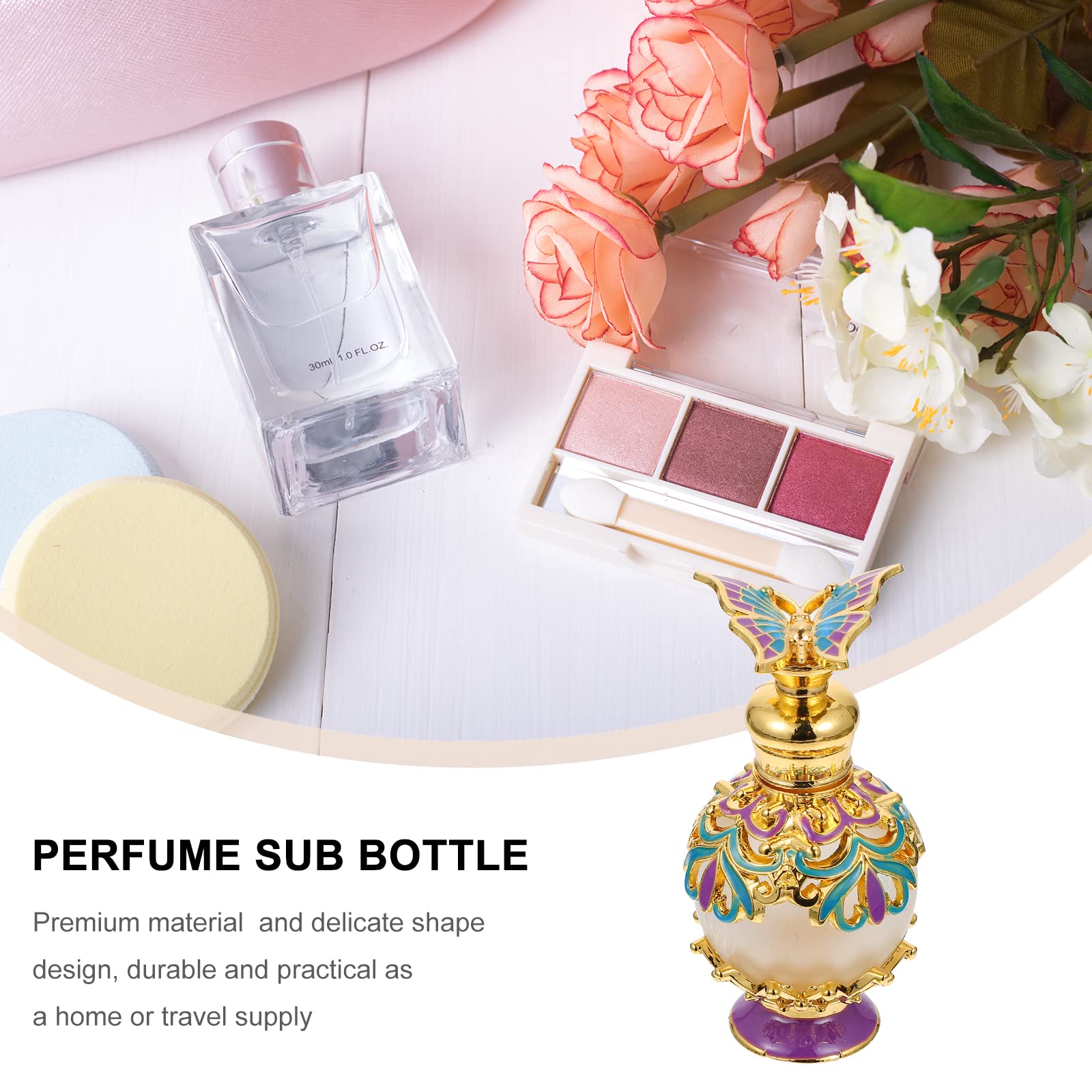 OSALADI 1pc Refillable Glass Perfume Bottle - Vintage Arabic Essential Oil Spray Bottle, Cosmetic Dropper Bottle for Travel | Perfect for DIY Perfumes, Aromatherapy & Makeup