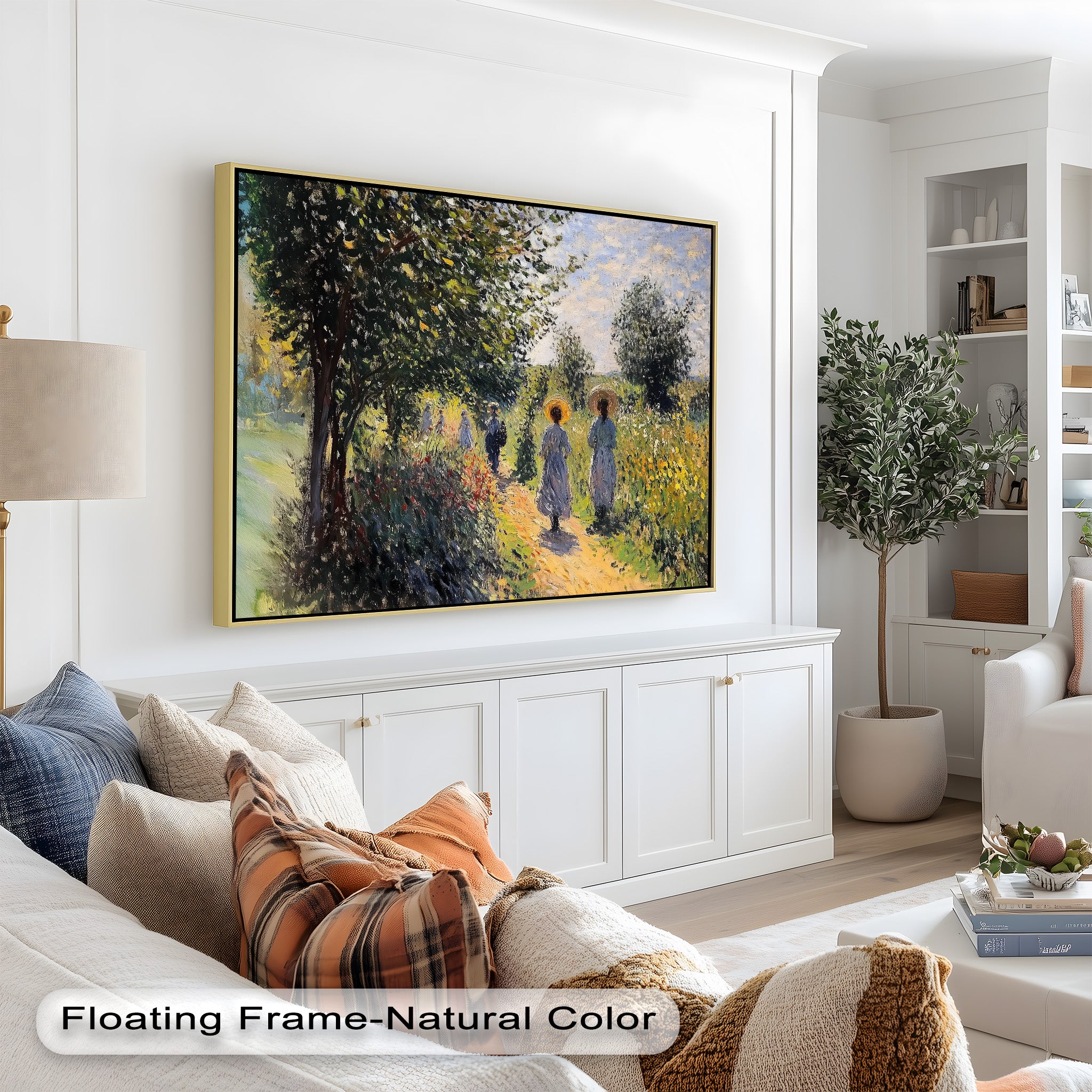 Afternoon Stroll - Sun Dappled Garden Walk Oil Painting Wall Art - Hand Painted Landscape Canvas for Living Room, Bedroom Decor - Perfect Gift for Home & Office