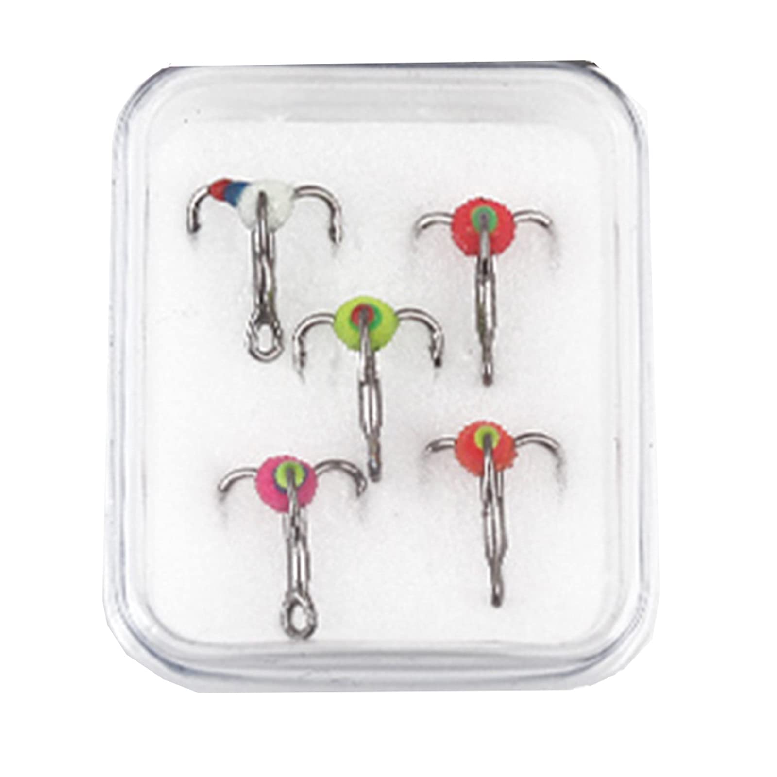 5-Pack High Carbon Steel Fishing Hooks - Winter Ice Fishing Treble Hooks with Barb for Freshwater & Saltwater Angling | Durable Fishing Gear Supplies (Color: 14B) | Perfect for Ice Fishing, Lake Fishing & Ocean Fishing Adventures