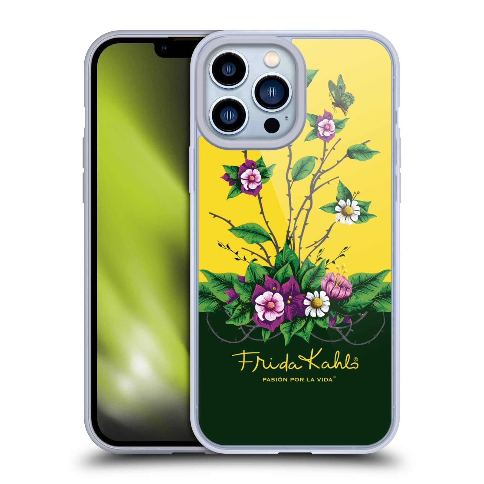 Official Frida Kahlo Purple Floral Soft Gel Case for Apple iPhone 13 Pro Max - Licensed Art Phone Cover for Women, Durable Protective Case - Perfect for Daily Use, Work & Travel