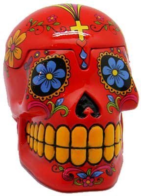 Red Day Dead Skull Box - Gothic Decorative Storage Box for Halloween, Home Decor & Collectibles | Perfect for Jewelry, Keepsakes & Spooky Party Decorations