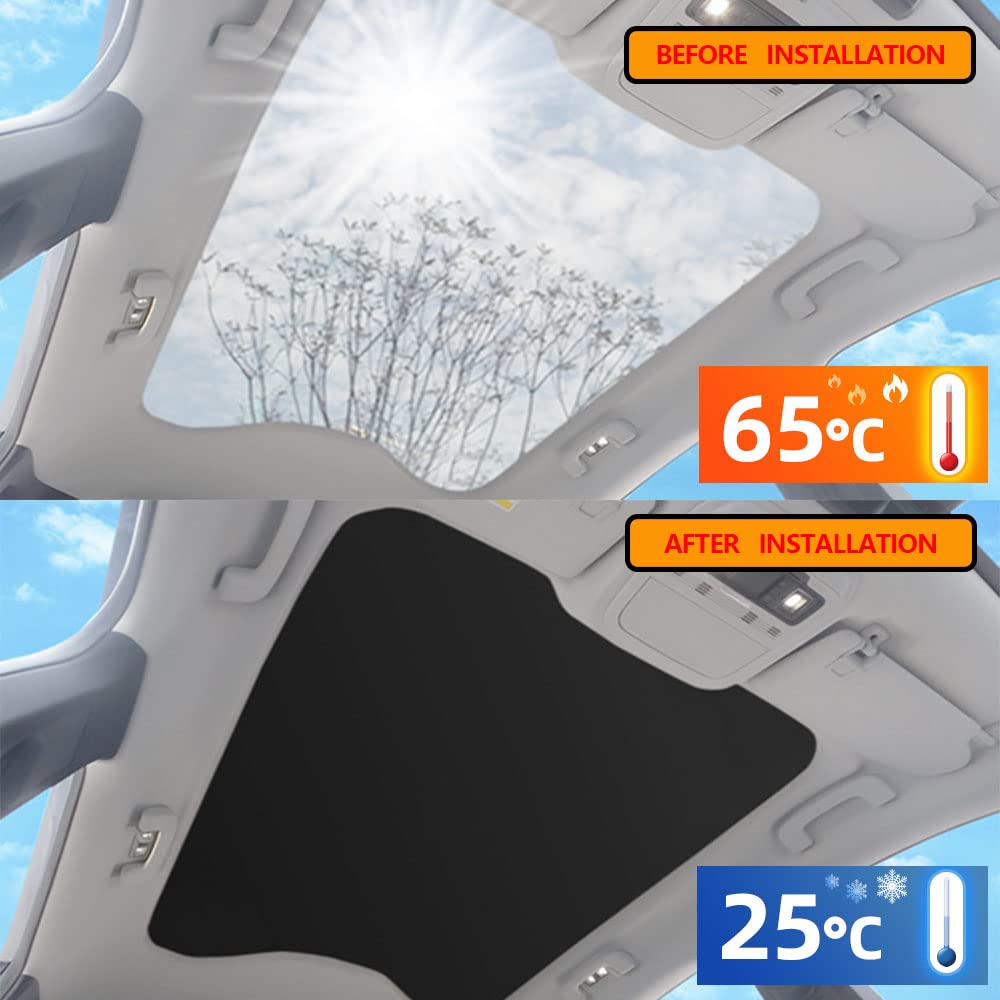 2021-2022 Ford Mustang Mach E Sunroof Sunshade Cover - Black Foldable Heat & UV Blocking Car Window Shade | Interior Sun Shield Accessory for Summer Driving & Parking Protection