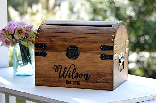 Personalized Rustic Wedding Card Box with Slot - Lockable Keepsake Gift Holder for Bridal Shower, Reception & Anniversary Celebrations