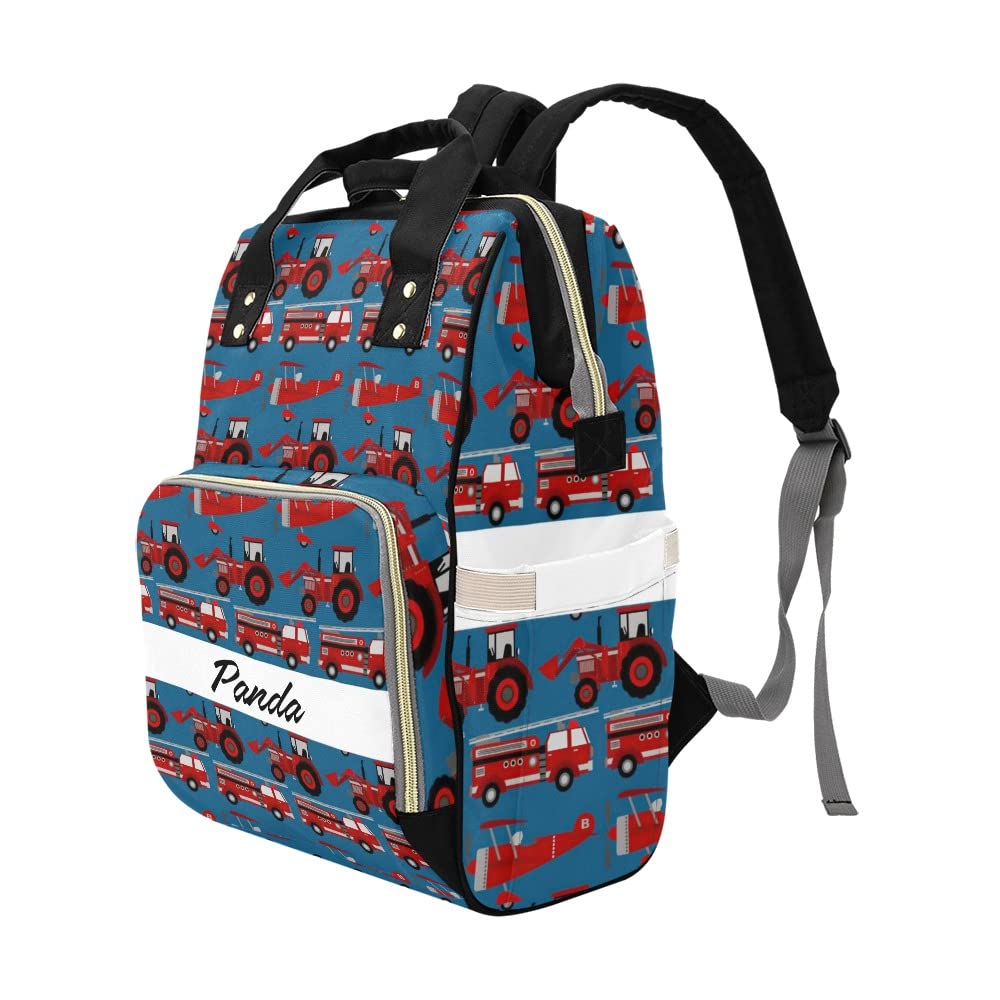 Personalized Baby Diaper Backpack - Cute Excavator Design Nursing Nappy Bag for Travel, Daycare & Outings | Waterproof Baby Shower Gift for New Parents