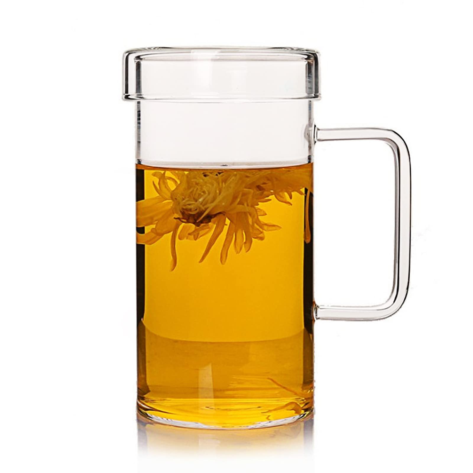 Premium 20oz Borosilicate Glass Coffee Mug with Glass Lid - Large Capacity Tea Cup for Hot & Cold Drinks - Perfect for Reading, Office, and Home Use