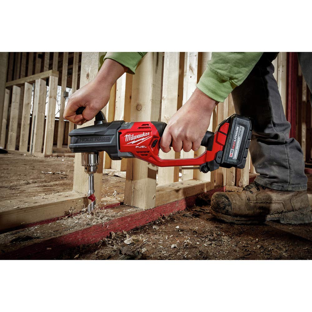 Milwaukee 2807-20 M18 FUEL HOLE HAWG Brushless Cordless Right Angle Drill - 1/2 Inch Chuck, 18V Lithium-Ion Battery (Tool Only) - Perfect for Tight Spaces, Plumbing, Electrical Work & Construction Projects