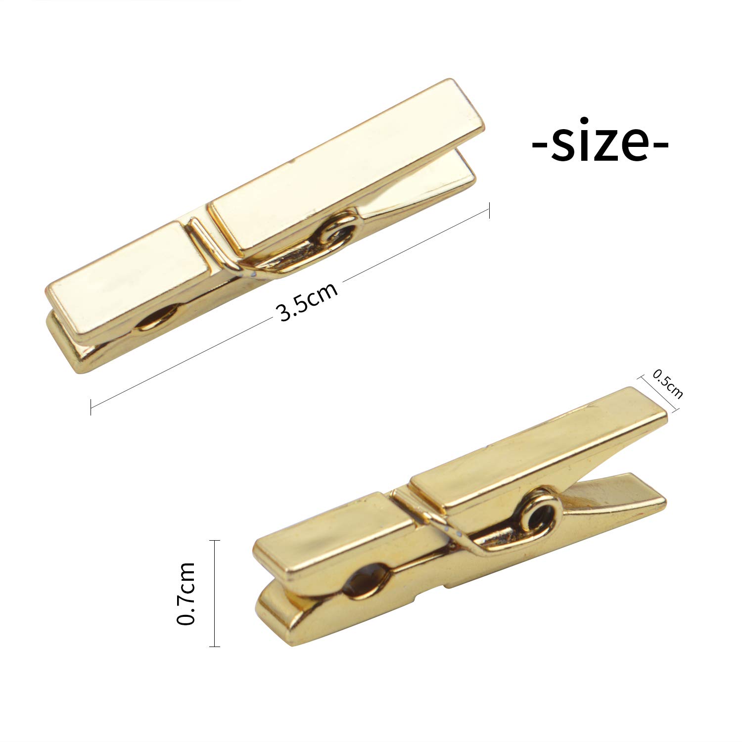 100-Pack Mini Plastic Clips - 3.5cm Gold Utility Clips for Photos, Papers, Clothesline - Perfect for Home, Office & Craft Organization