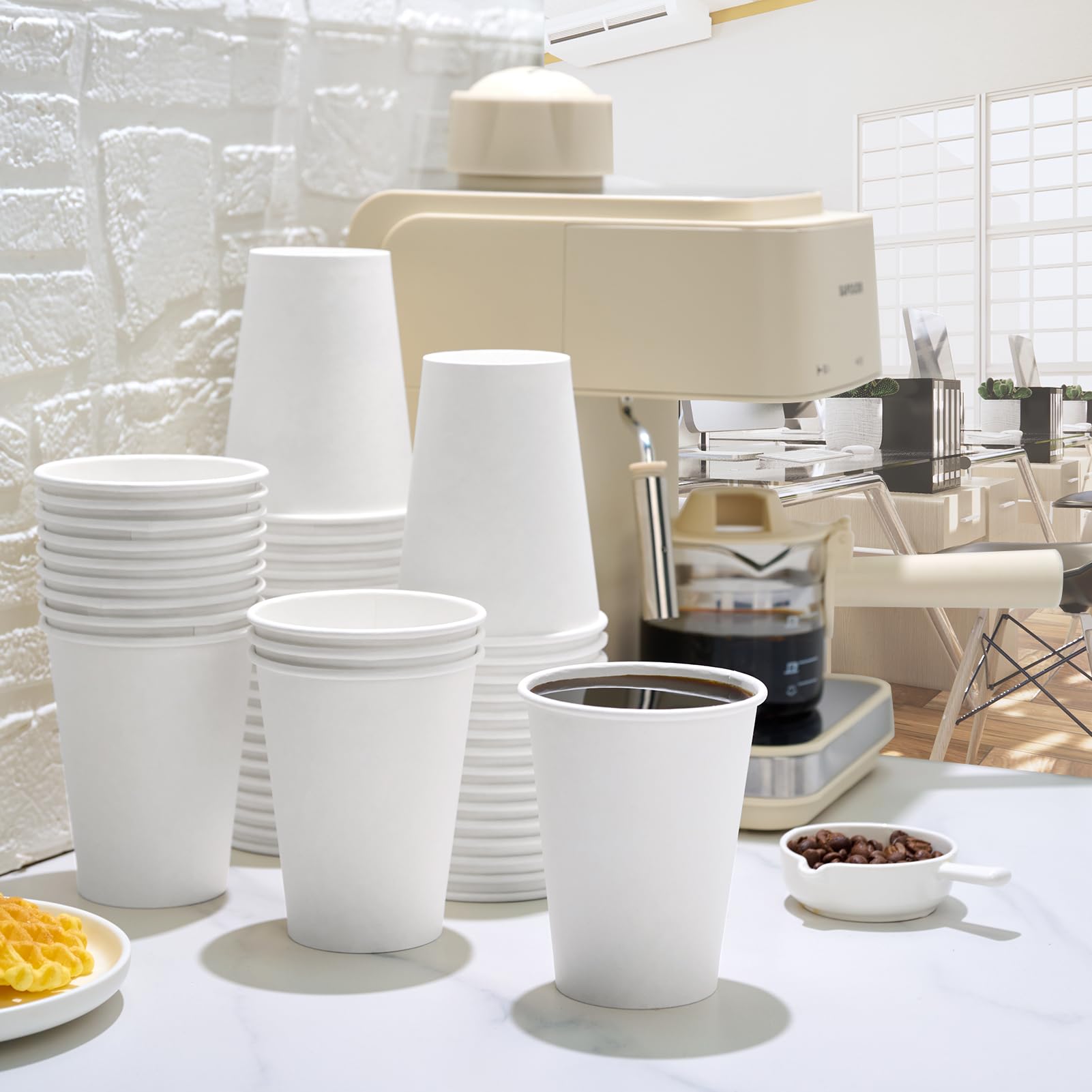 LITOPAK 1000 Pack 12 oz White Disposable Paper Cups - Bulk Hot Coffee Cups for Office, School, Restaurant & Cafe Use - Perfect for Coffee, Tea, Hot Chocolate and Party Beverages