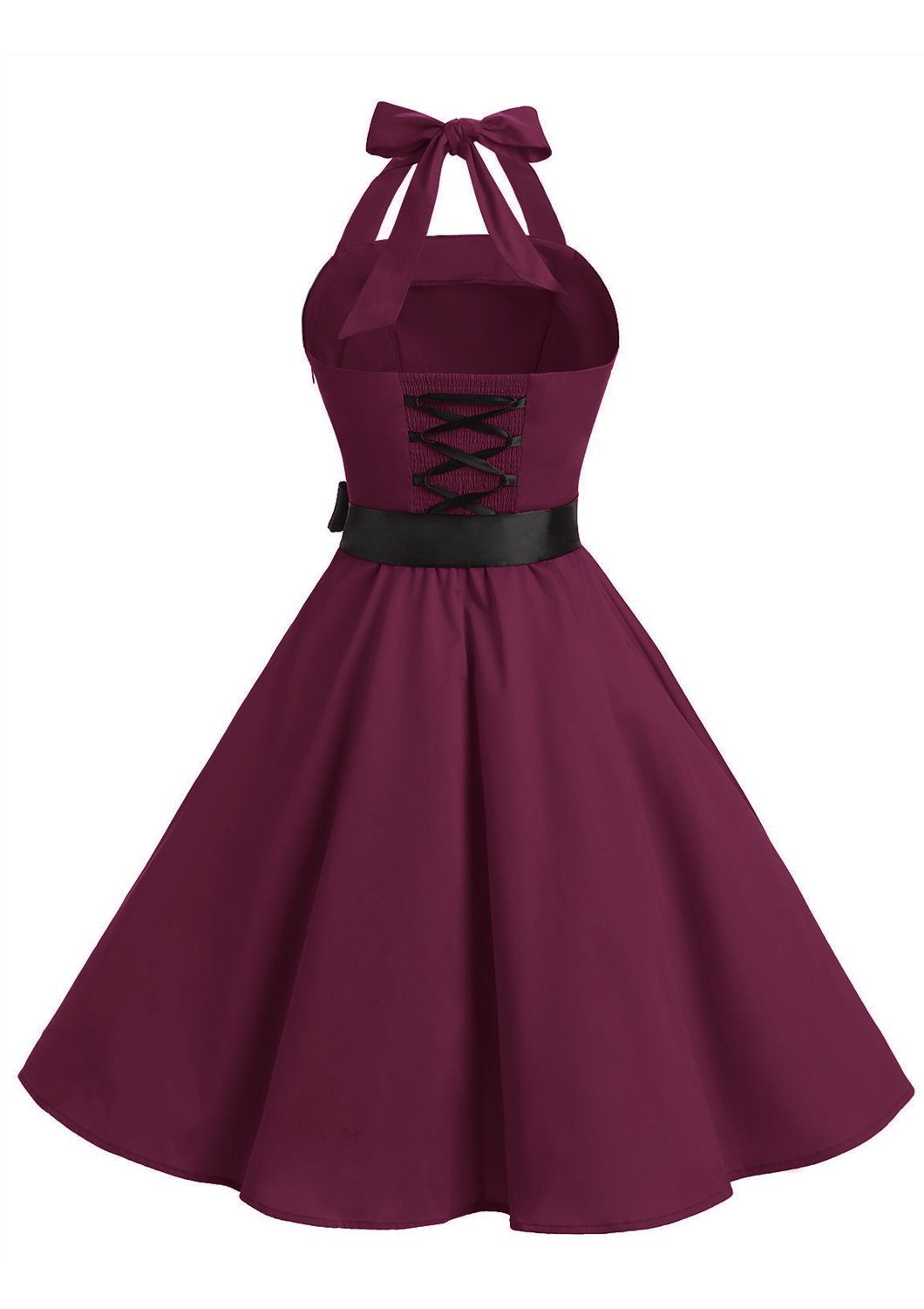 Vintage 1950s Halter Retro Cocktail Dress for Women - Audrey Hepburn Style Rockabilly Swing Dress - Perfect for Cocktail Parties, Weddings & Retro-Themed Events