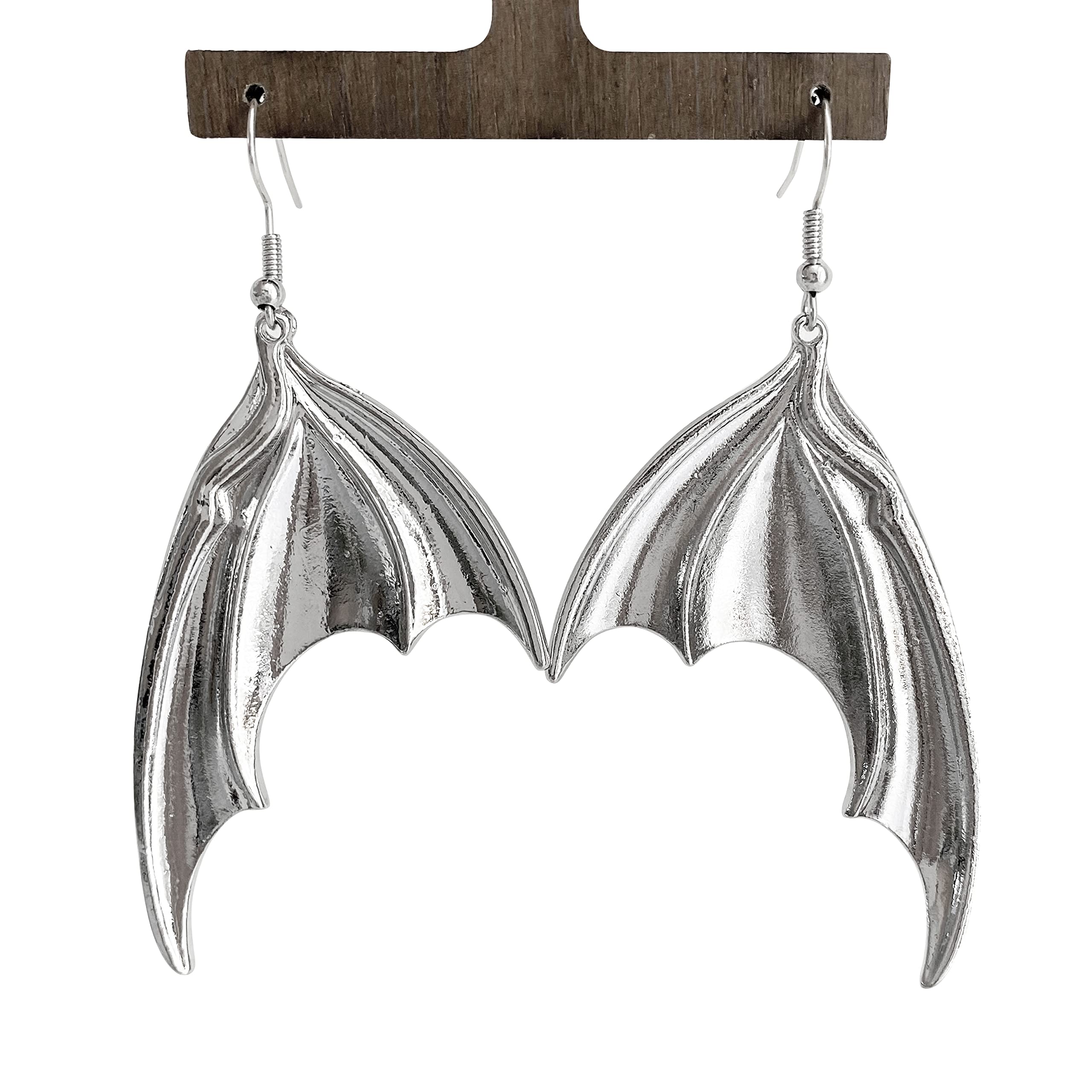 Handmade Black Bat Wing Dangle Earrings for Women - Gothic Silver Dragon Hook Drop Earrings | Unique Halloween Jewelry Gift for Girls & Women | Perfect for Costume Parties, Cosplay & Gothic Fashion